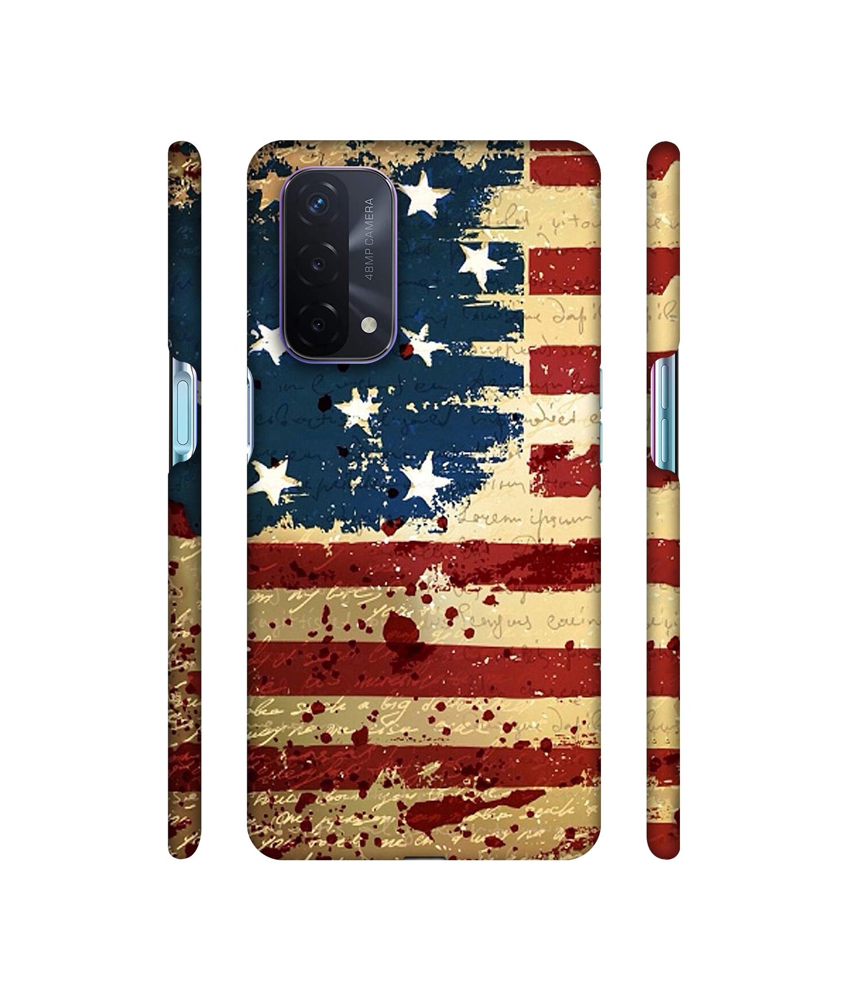 Colorful USA Flag Designer Hard Back Cover for Oppo A74 5G