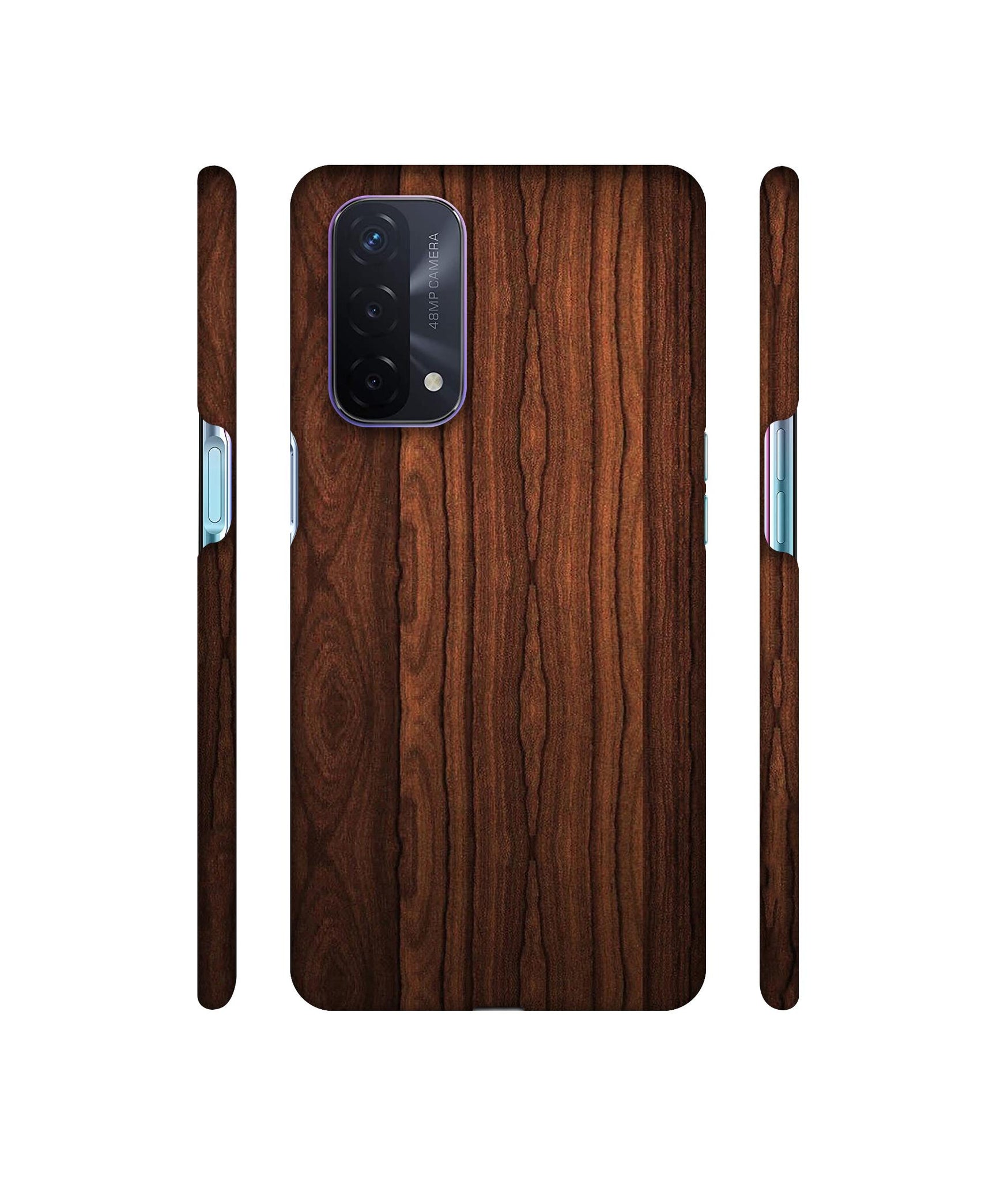 Brown Wooden Texture Designer Hard Back Cover for Oppo A74 5G