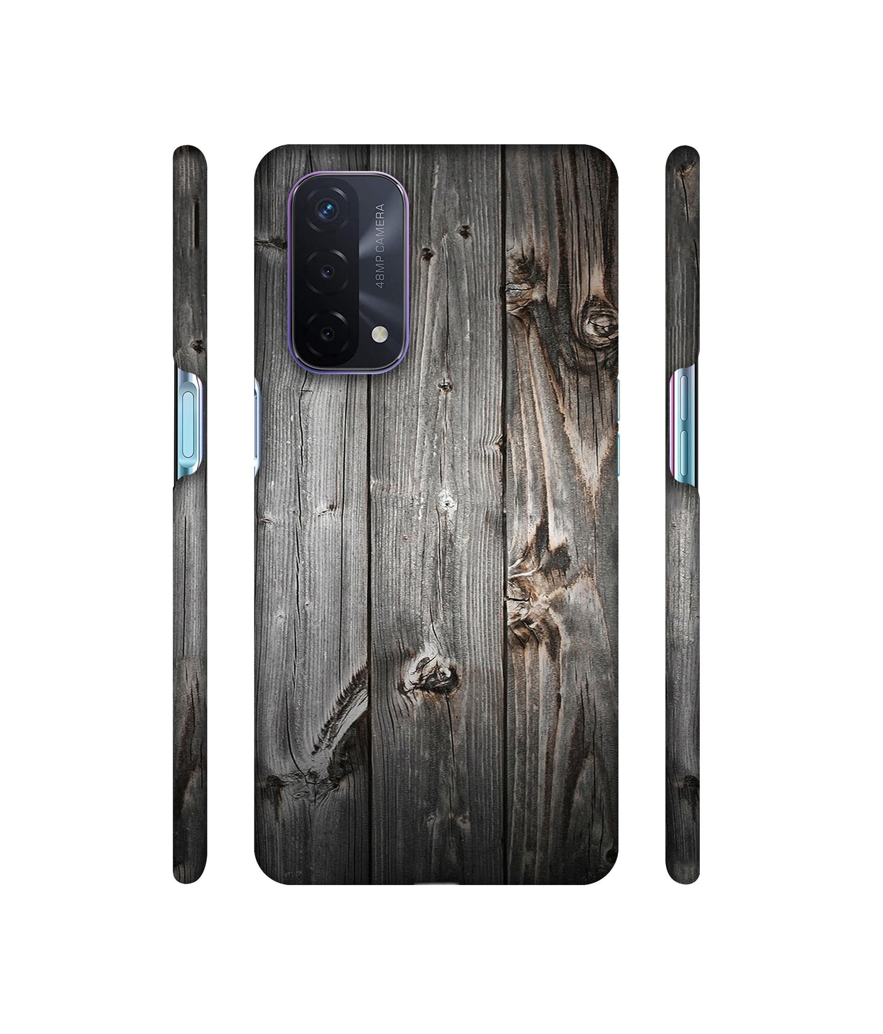 Grey Wooden Texture Designer Hard Back Cover for Oppo A74 5G