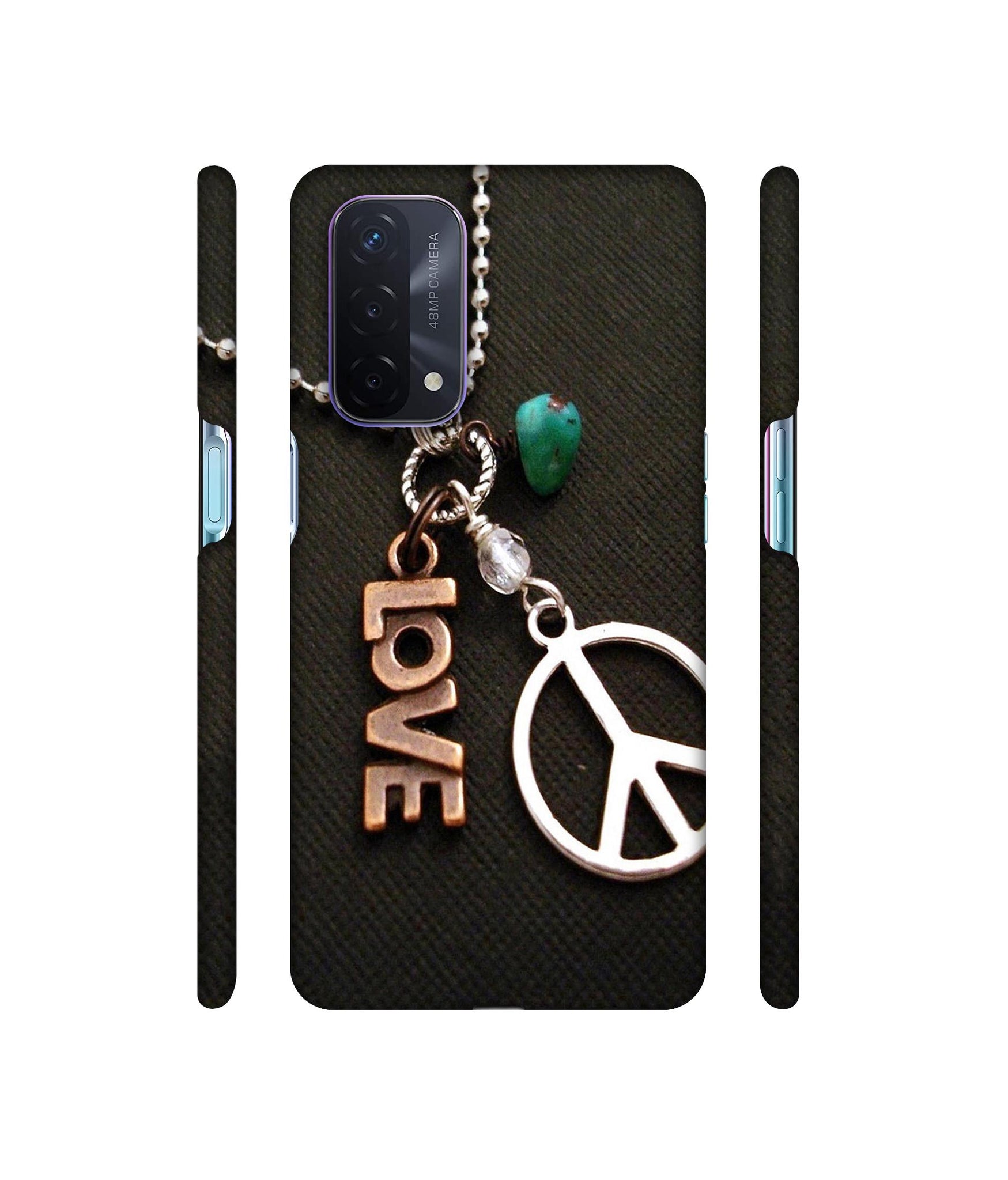 Love and Peace Designer Hard Back Cover for Oppo A74 5G