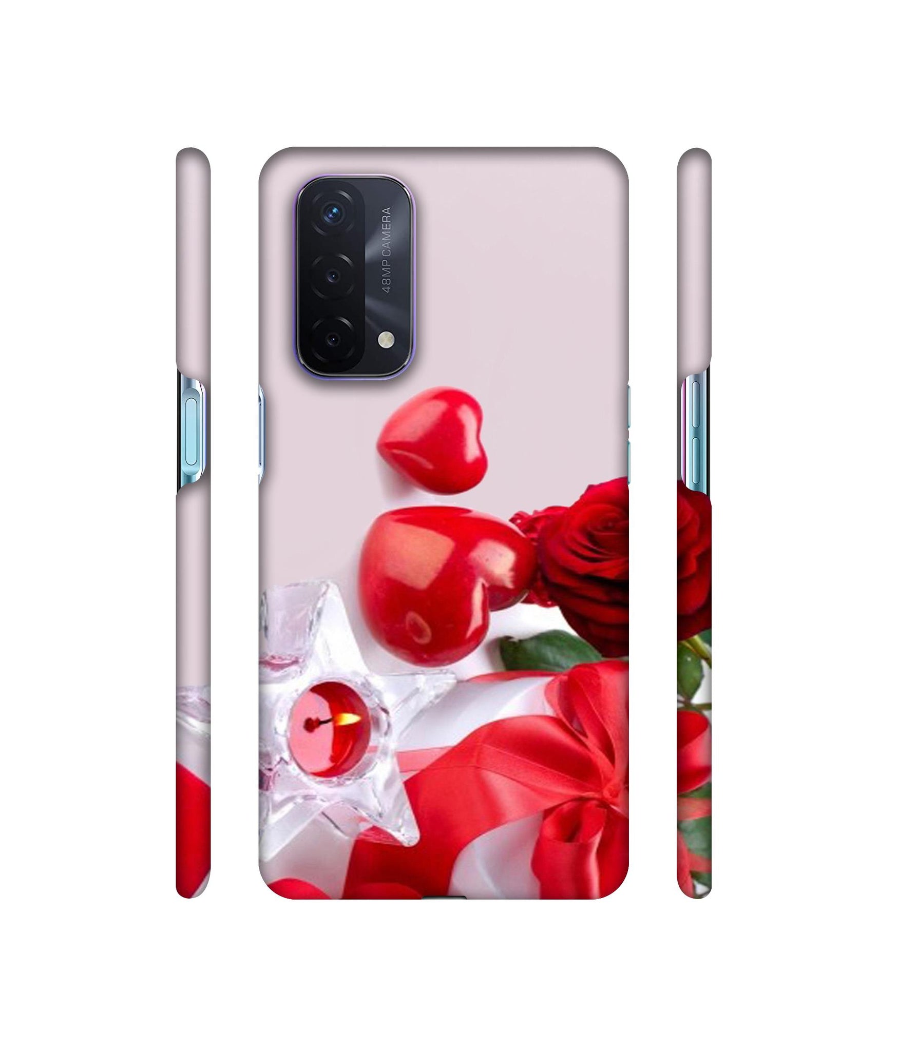 Red Rose Heart Valentines Couple Designer Hard Back Cover for Oppo A74 5G