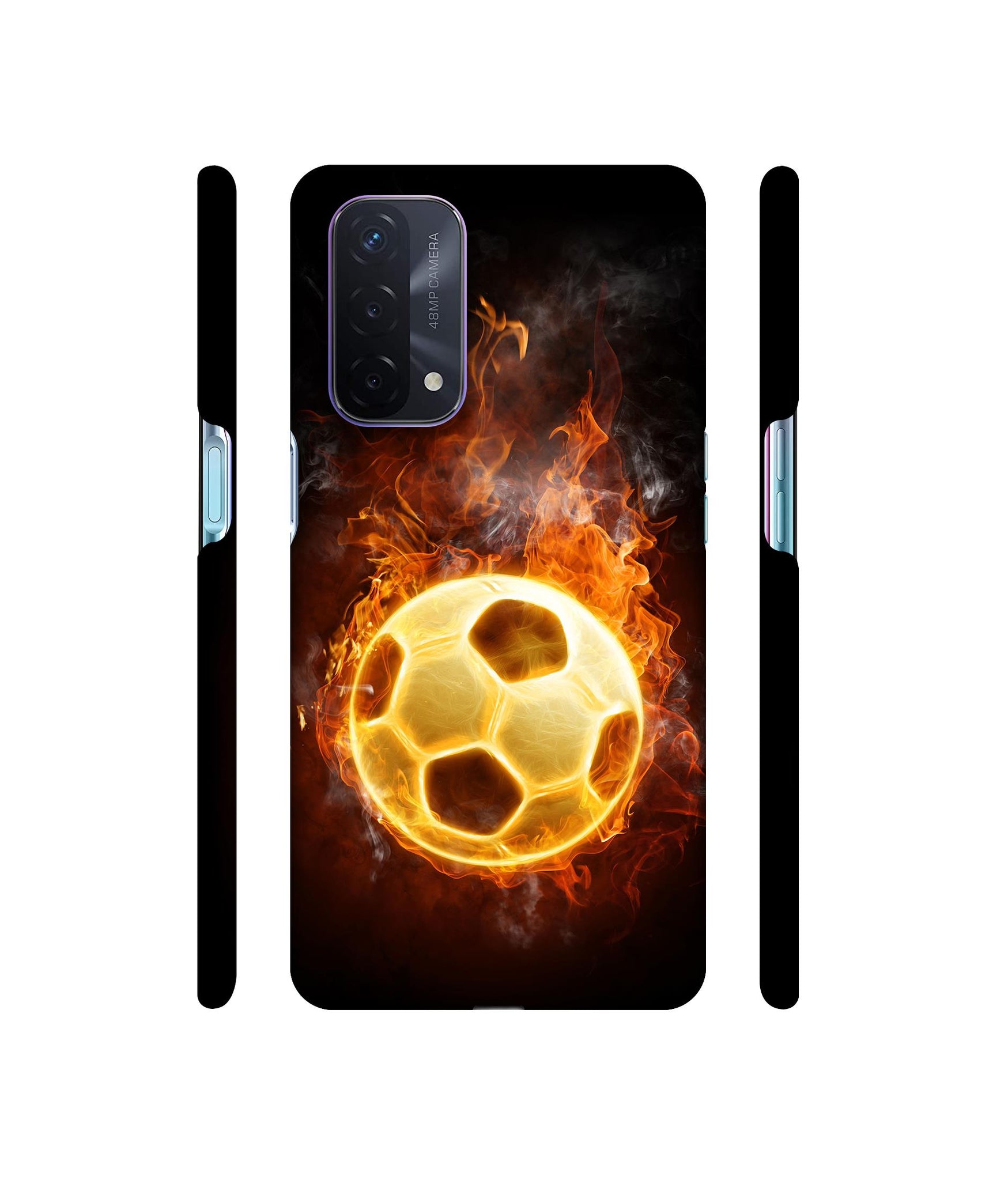 Football & Fire Designer Hard Back Cover for Oppo A74 5G