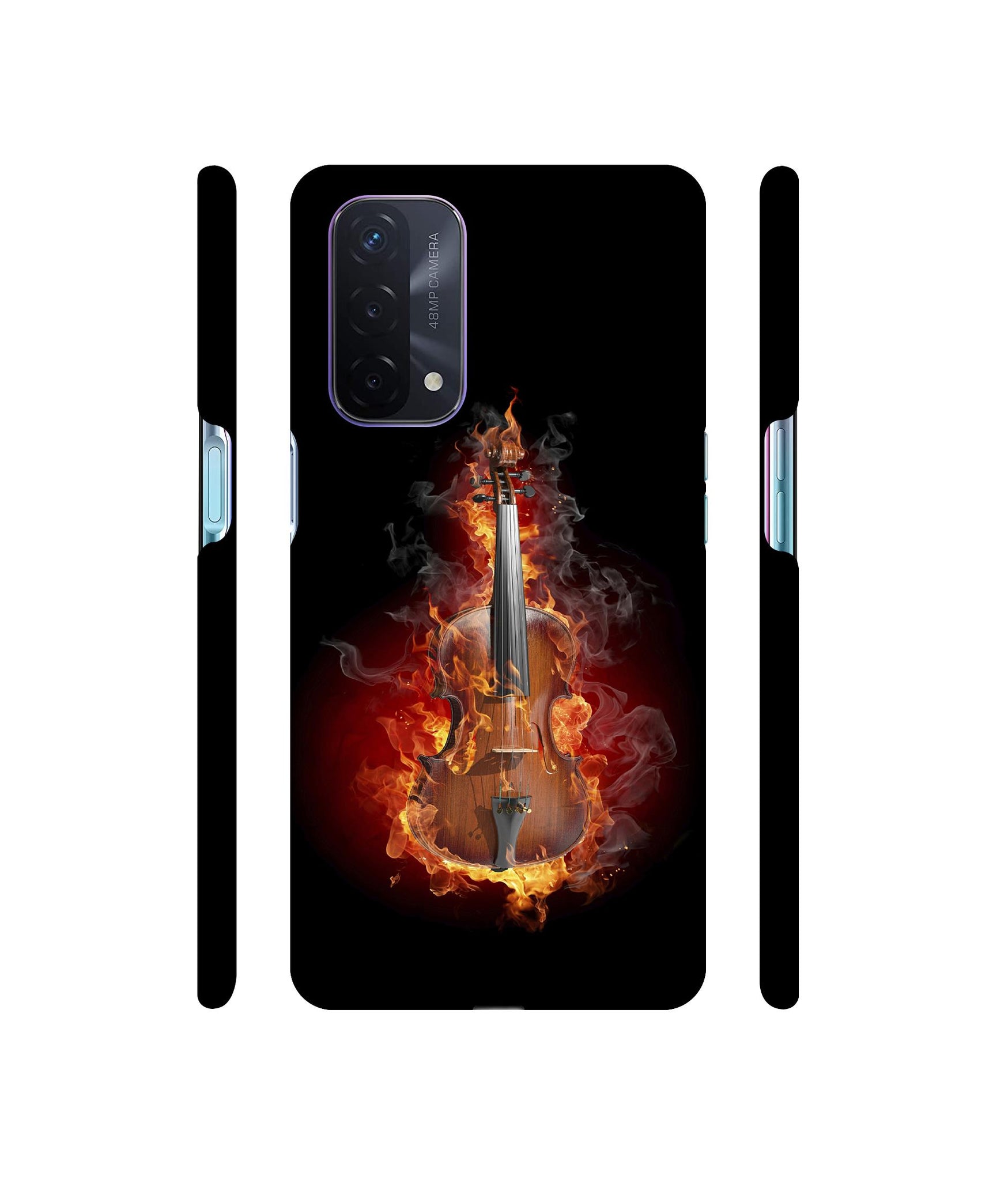 Burning Violin Designer Hard Back Cover for Oppo A74 5G