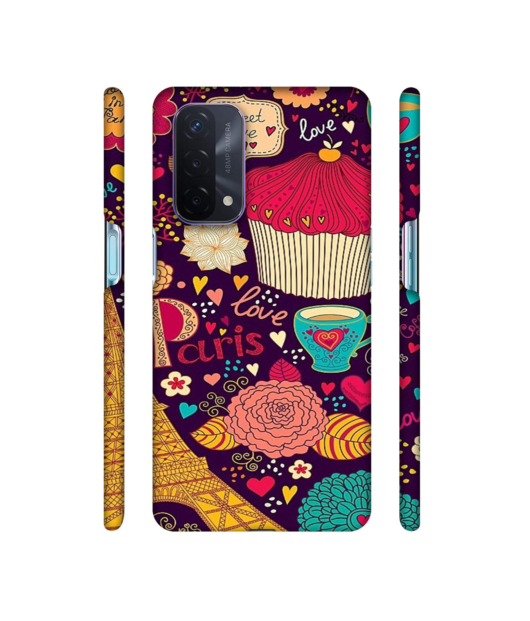 Paris Flower Love Designer Hard Back Cover for Oppo A74 5G