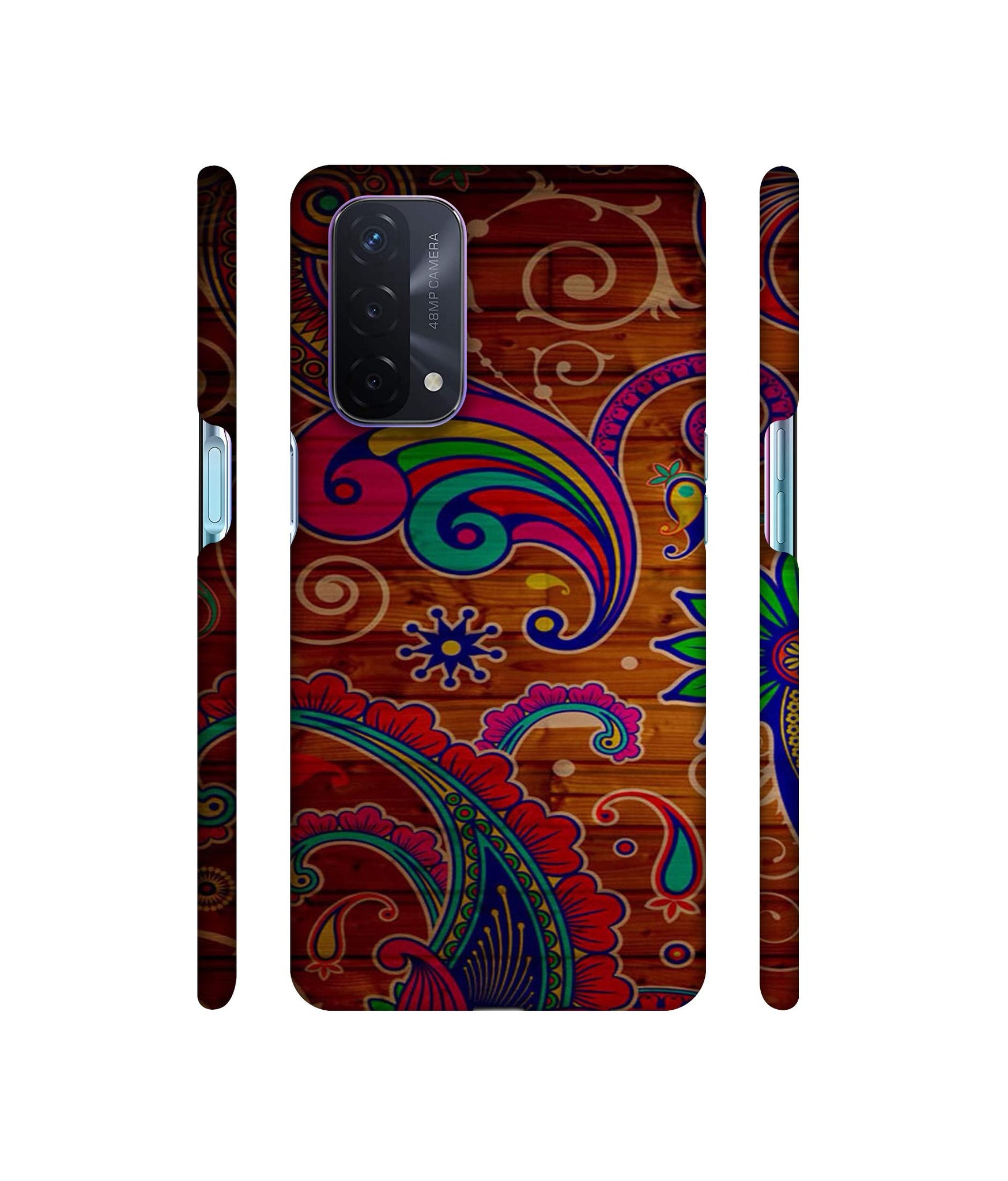 Wooden Pattern Print Designer Hard Back Cover for Oppo A74 5G