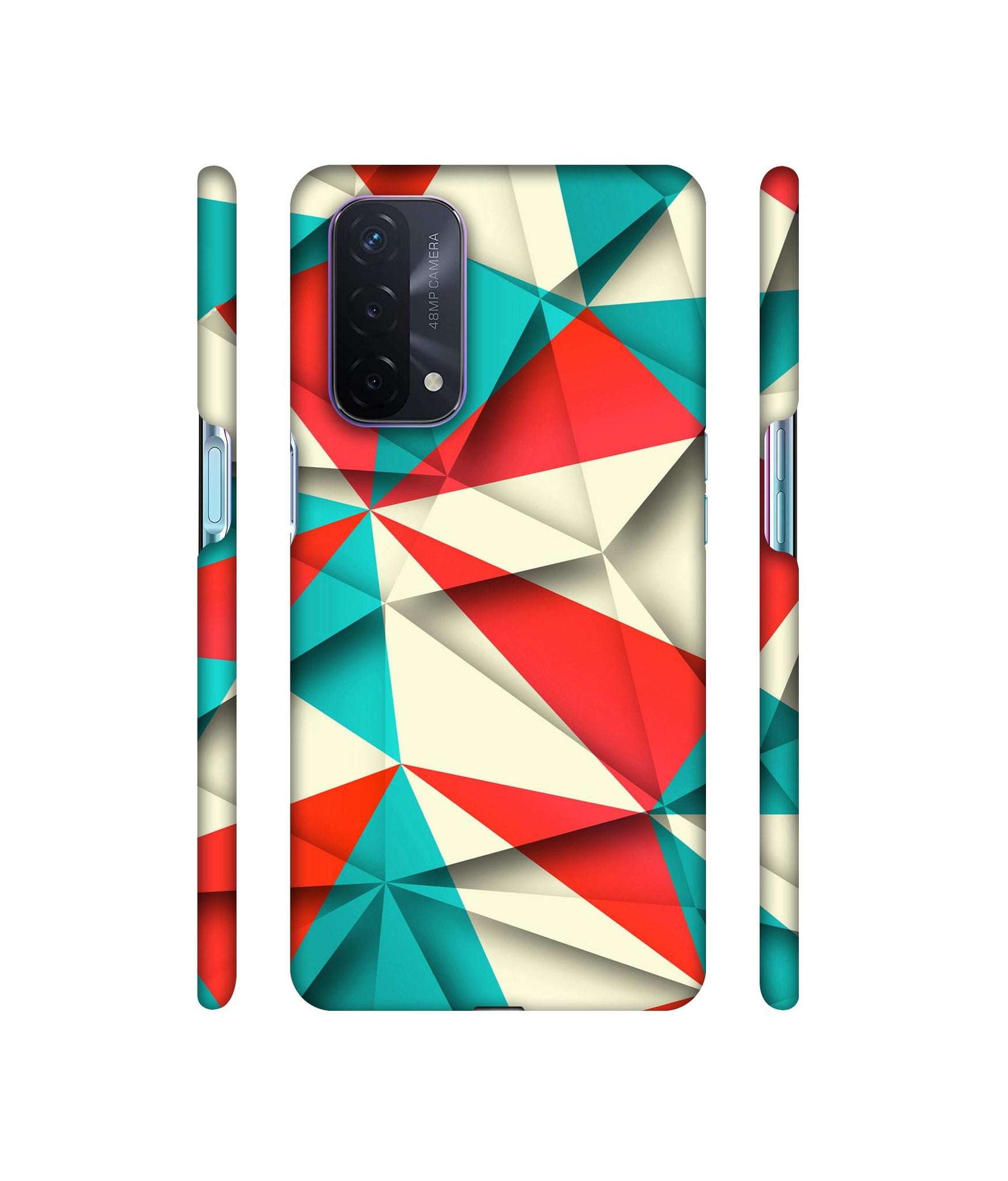 Red Blue White Pattern Designer Hard Back Cover for Oppo A74 5G