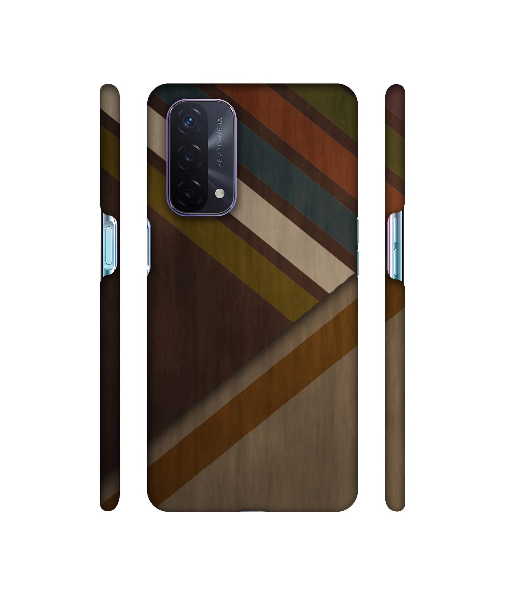 Colorful Wooden Pattern Designer Hard Back Cover for Oppo A74 5G