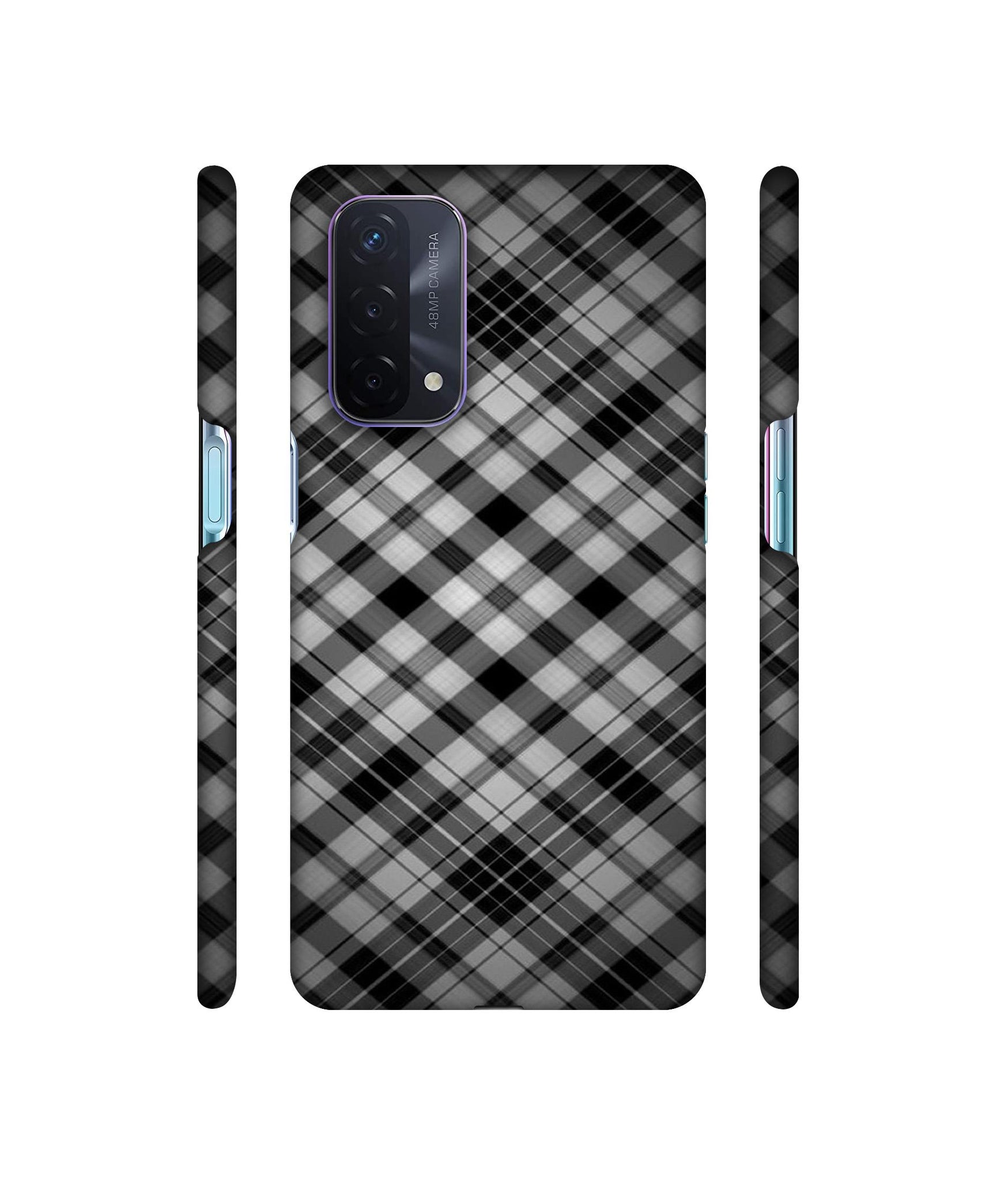 Black Stripes Pattern Designer Hard Back Cover for Oppo A74 5G