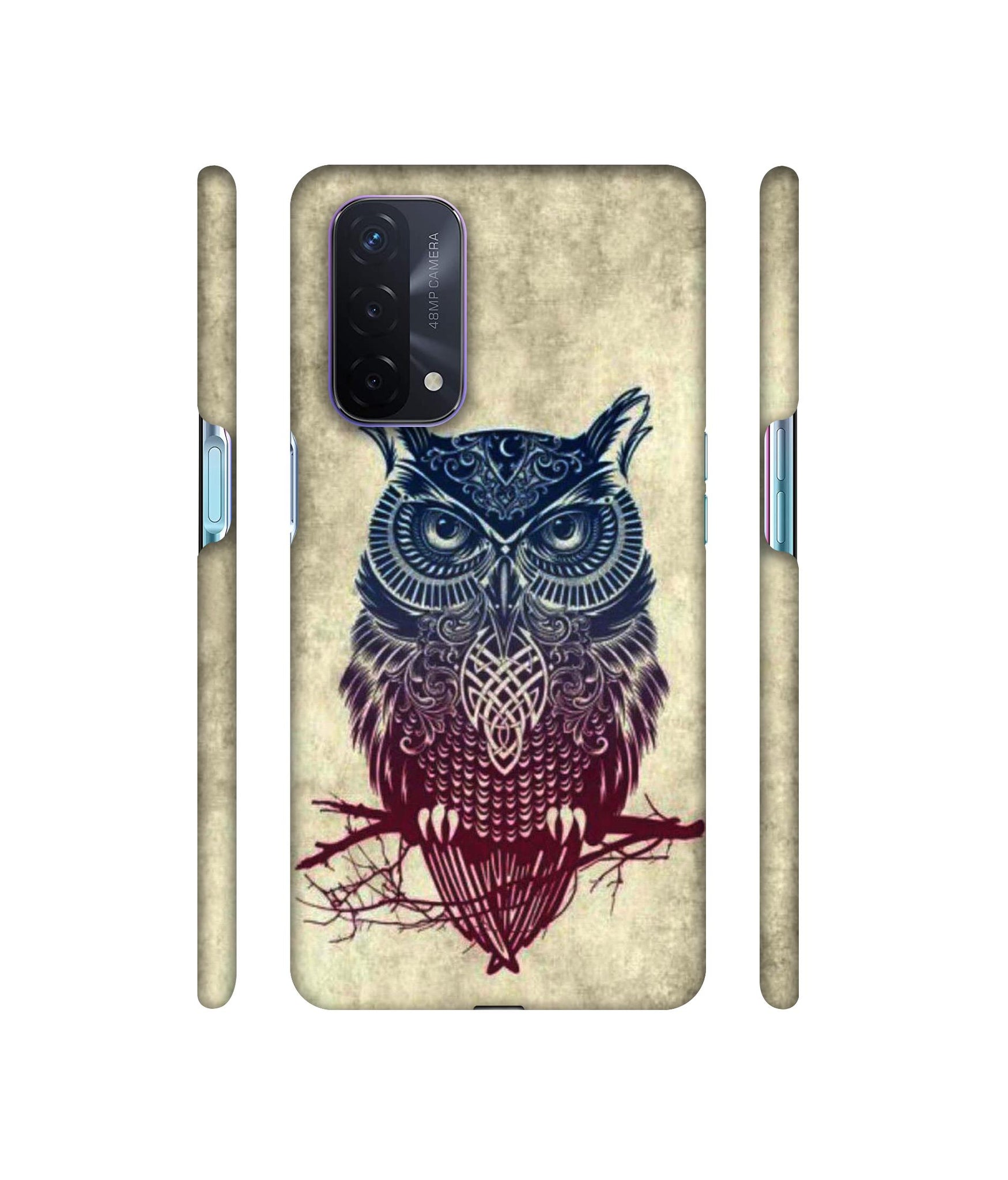 Owl Pattern Designer Hard Back Cover for Oppo A74 5G