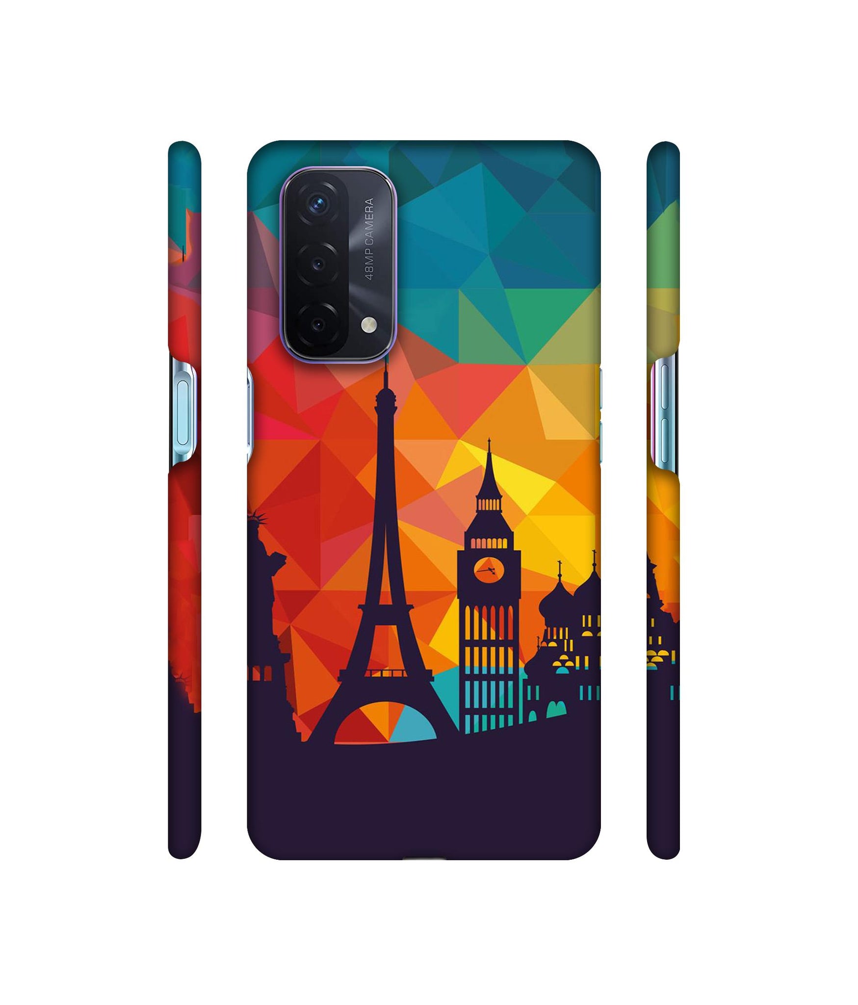 Colored Paris Designer Hard Back Cover for Oppo A74 5G
