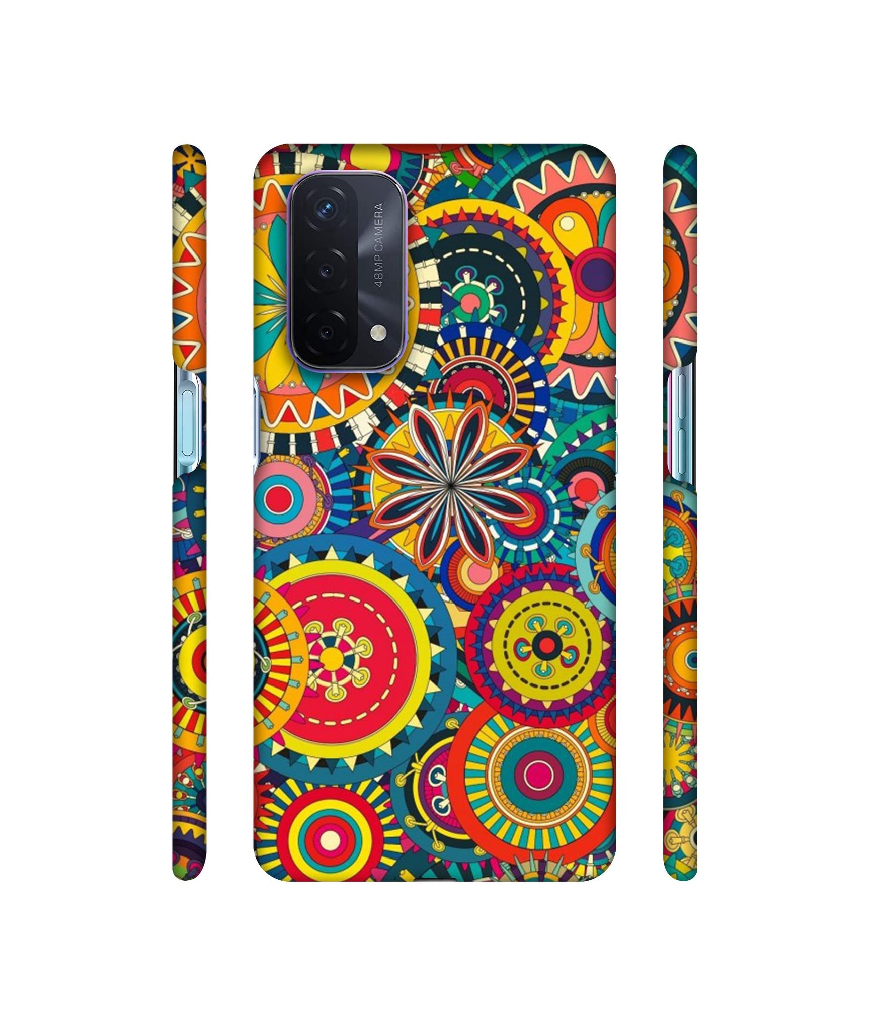 Ring Pattern Print Designer Hard Back Cover for Oppo A74 5G