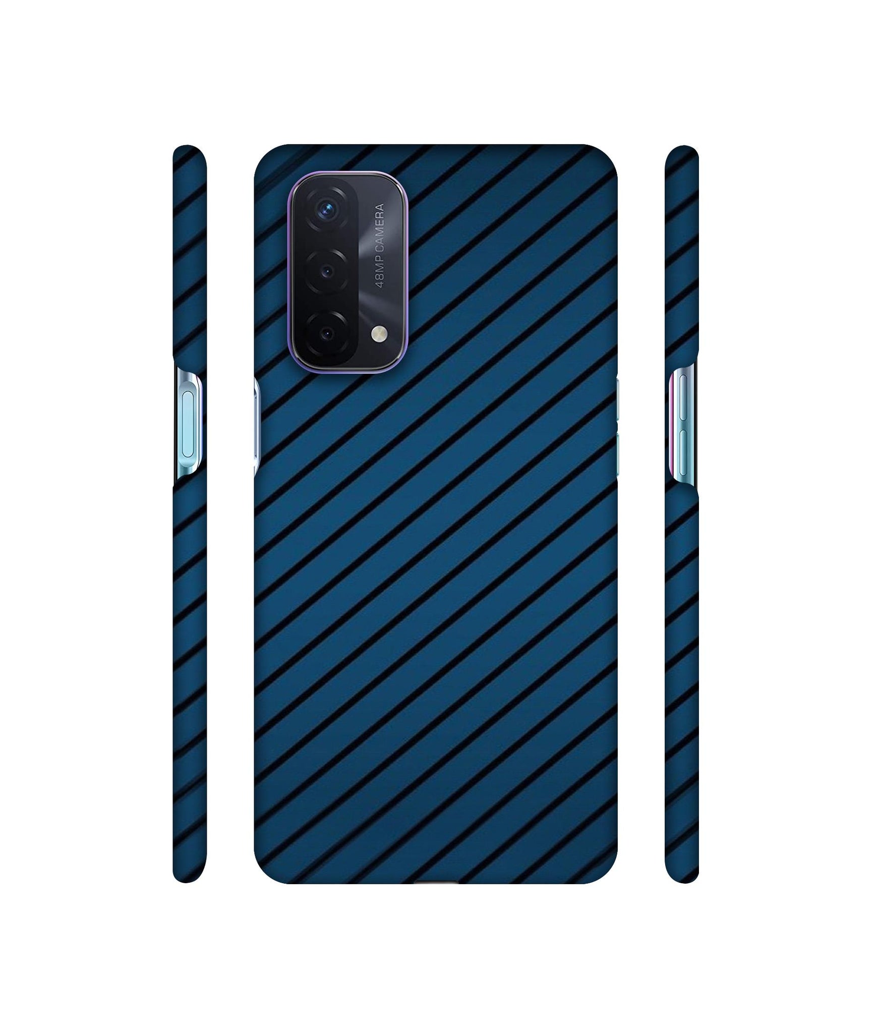 Blue Stripes Designer Hard Back Cover for Oppo A74 5G