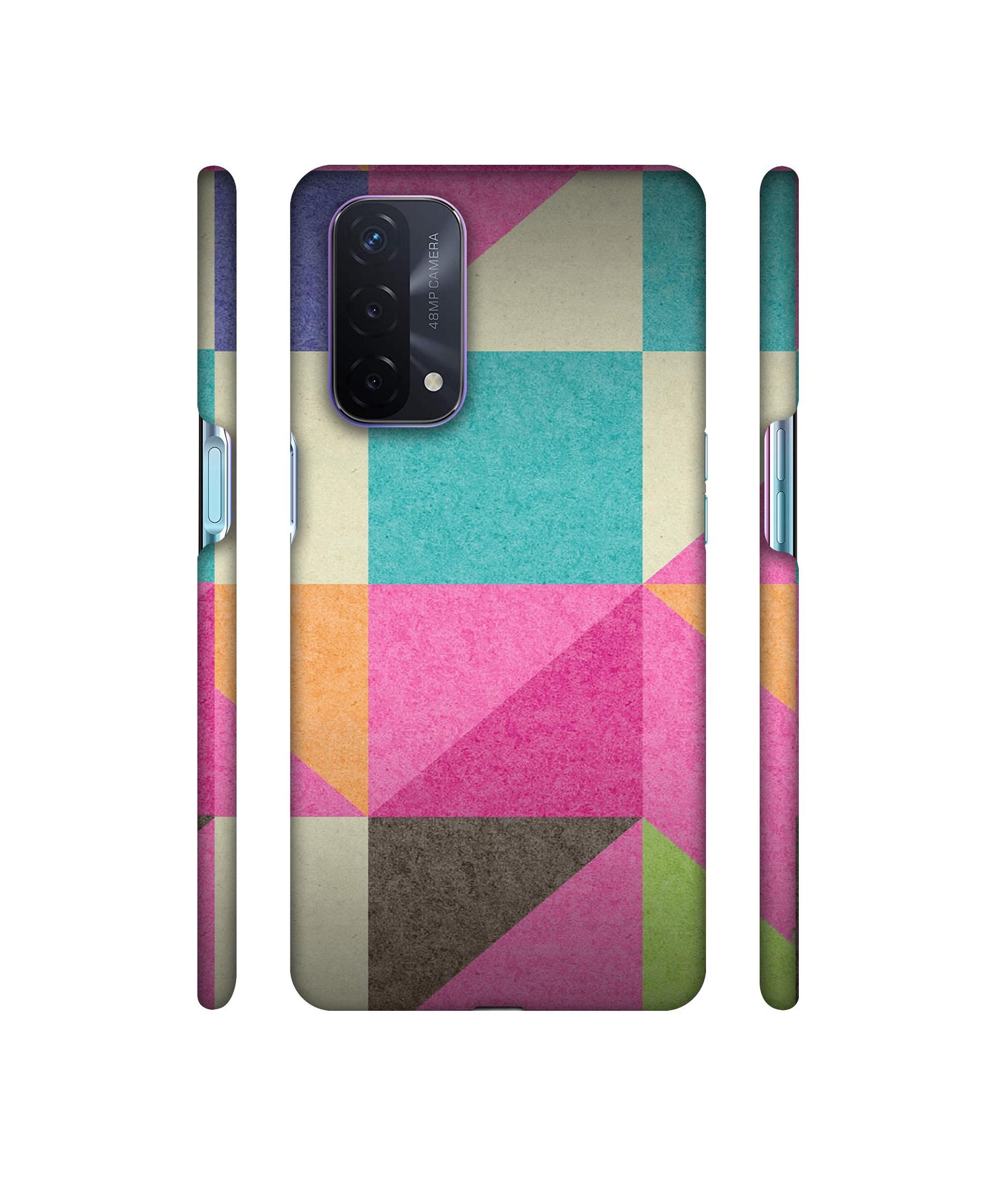 Pink Cyan Designer Hard Back Cover for Oppo A74 5G