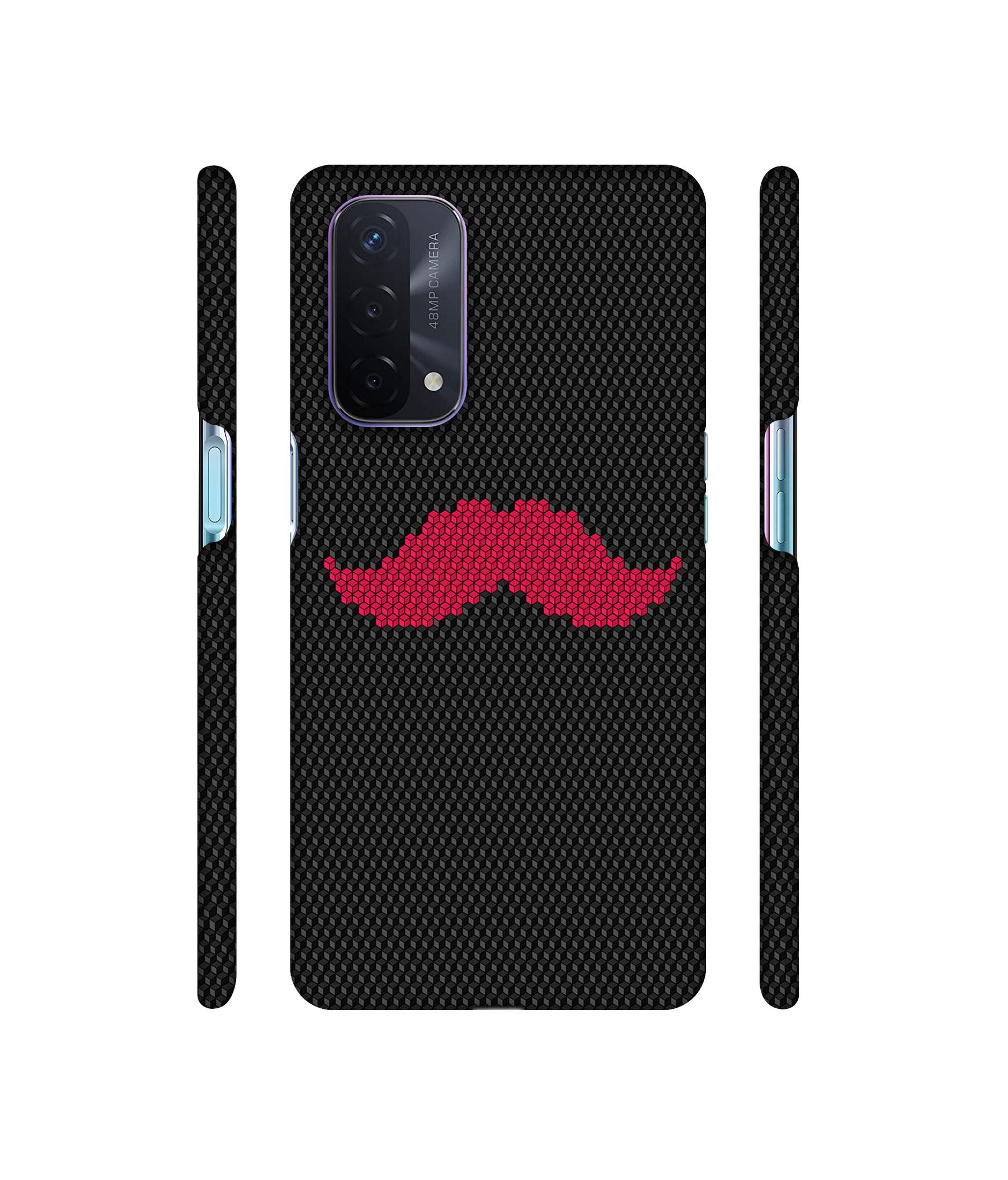 Pink Mustache Pattern Designer Hard Back Cover for Oppo A74 5G
