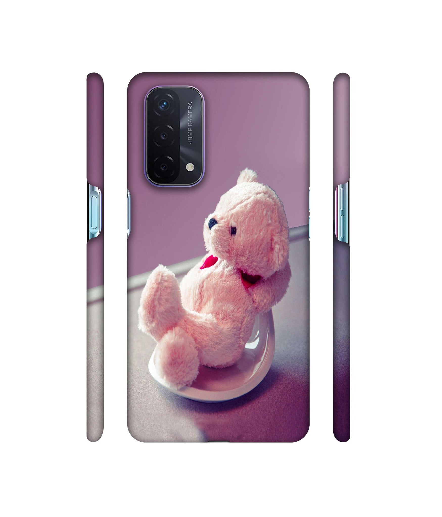 Cute Teddy Bear Designer Hard Back Cover for Oppo A74 5G