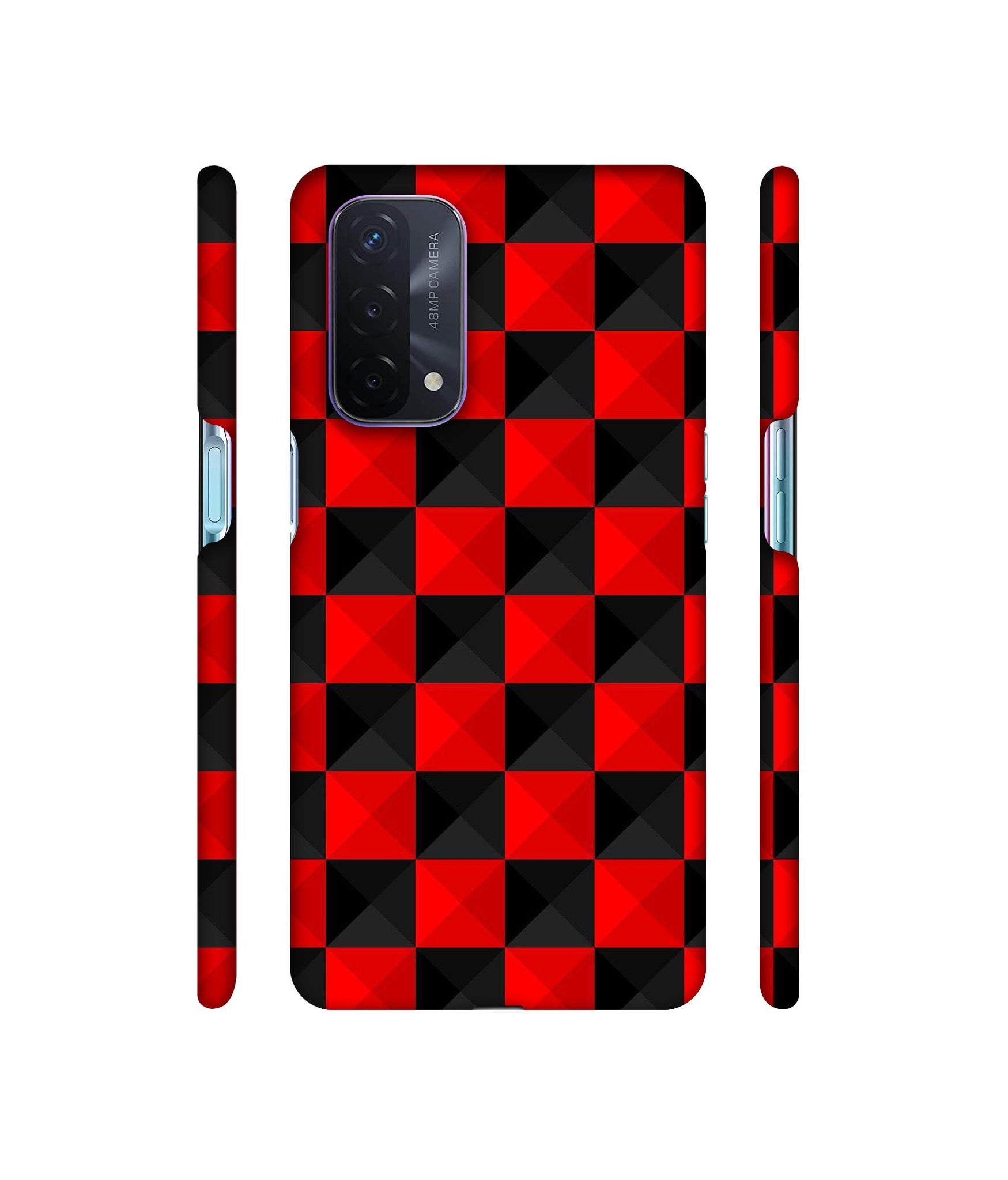 Red N Black Cubes Designer Hard Back Cover for Oppo A74 5G