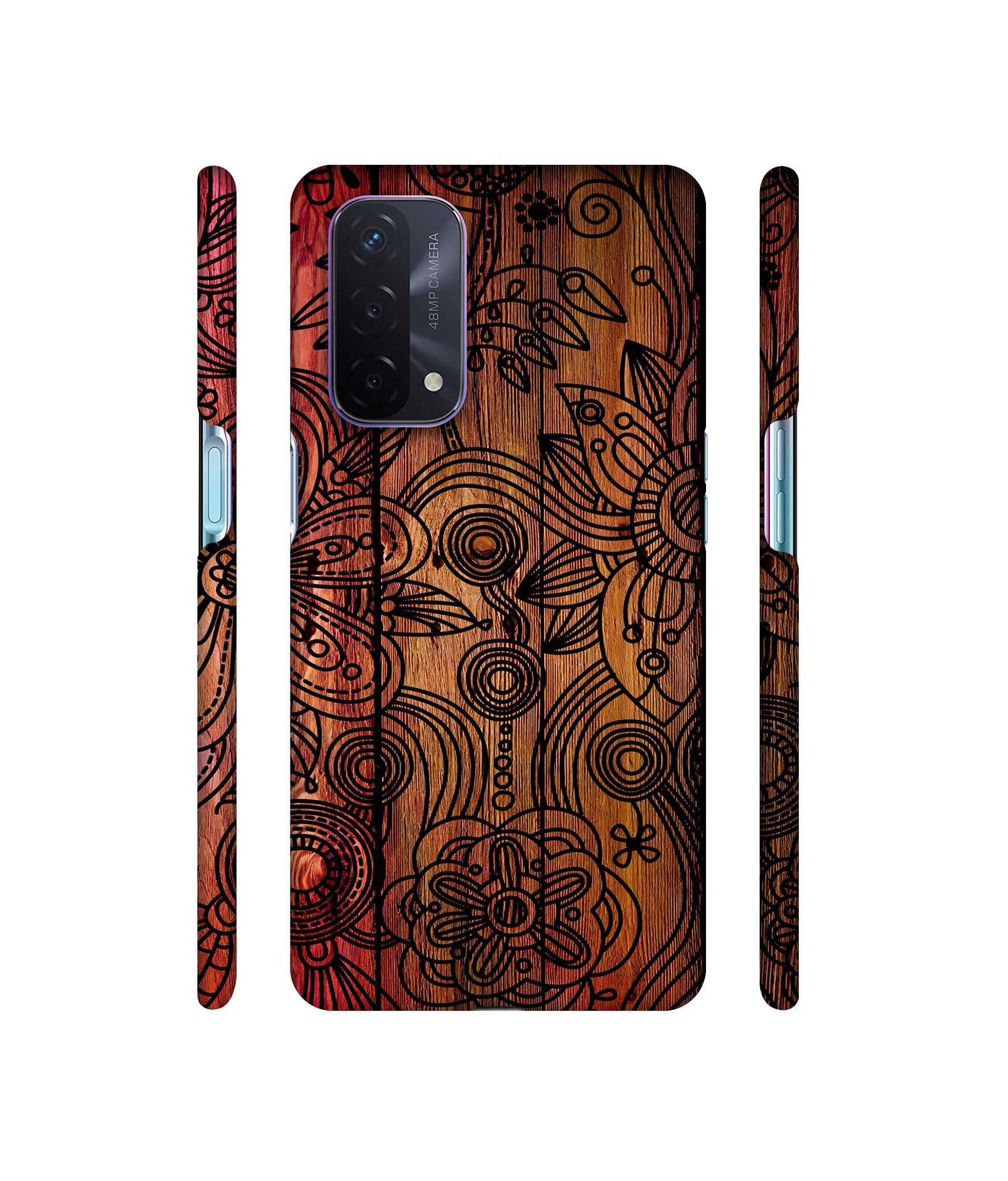 Dark Wooden Background Designer Hard Back Cover for Oppo A74 5G