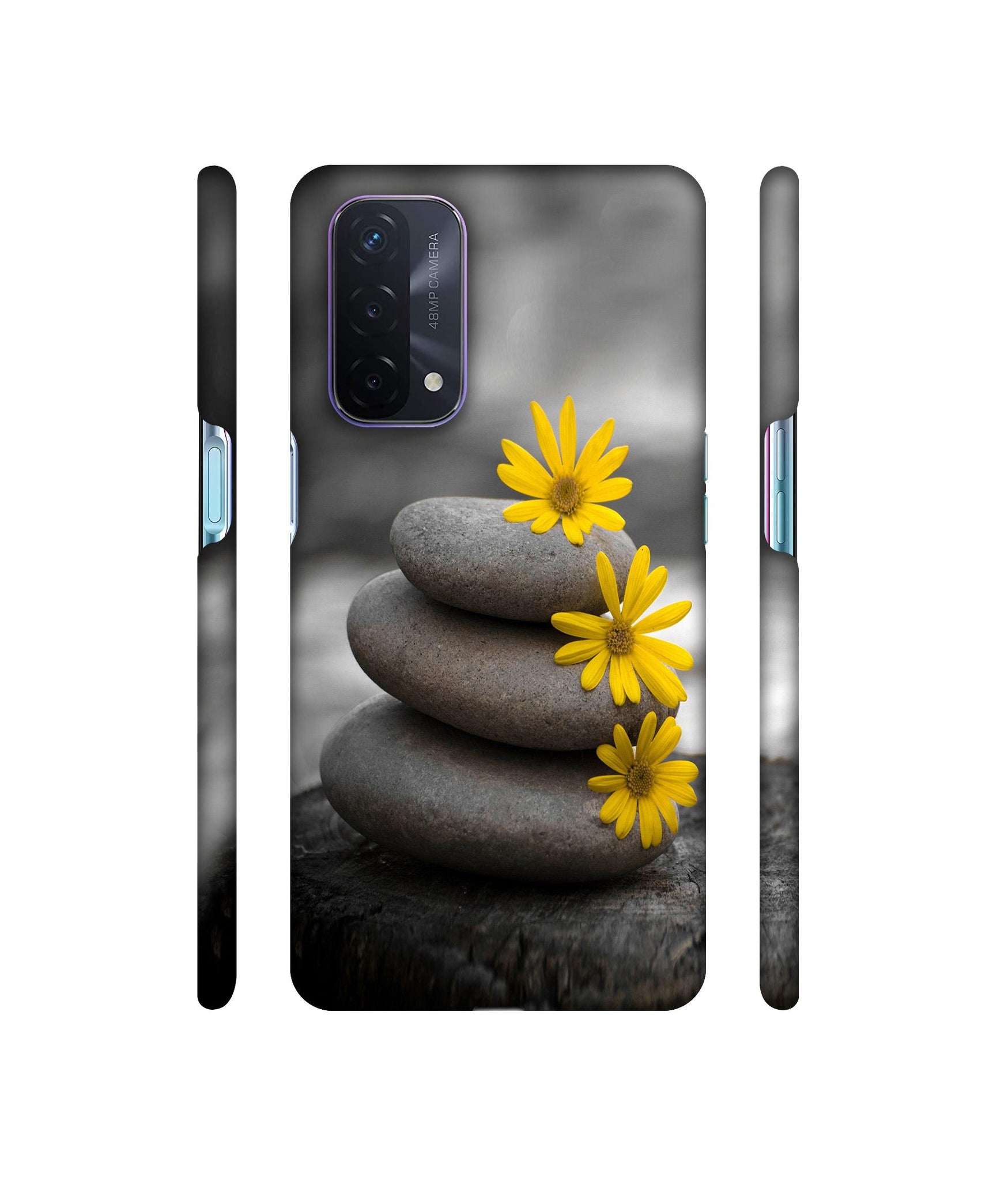 Stones And Flower Designer Hard Back Cover for Oppo A74 5G