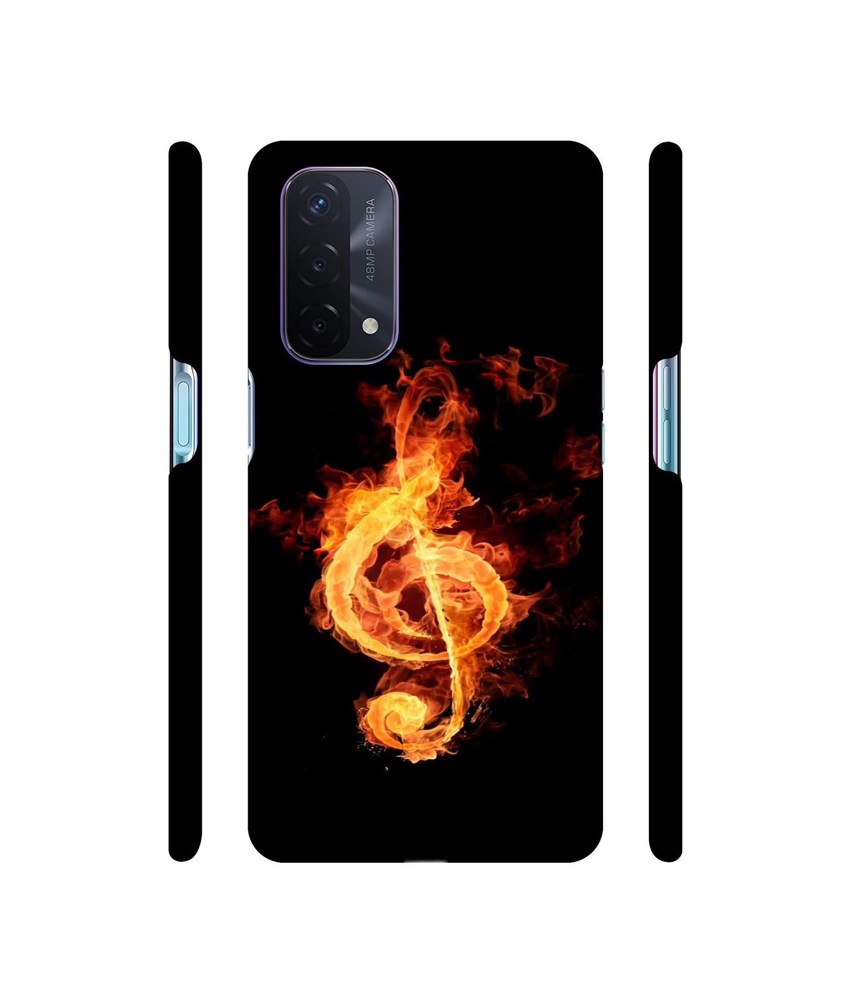 Fire Note Designer Hard Back Cover for Oppo A74 5G