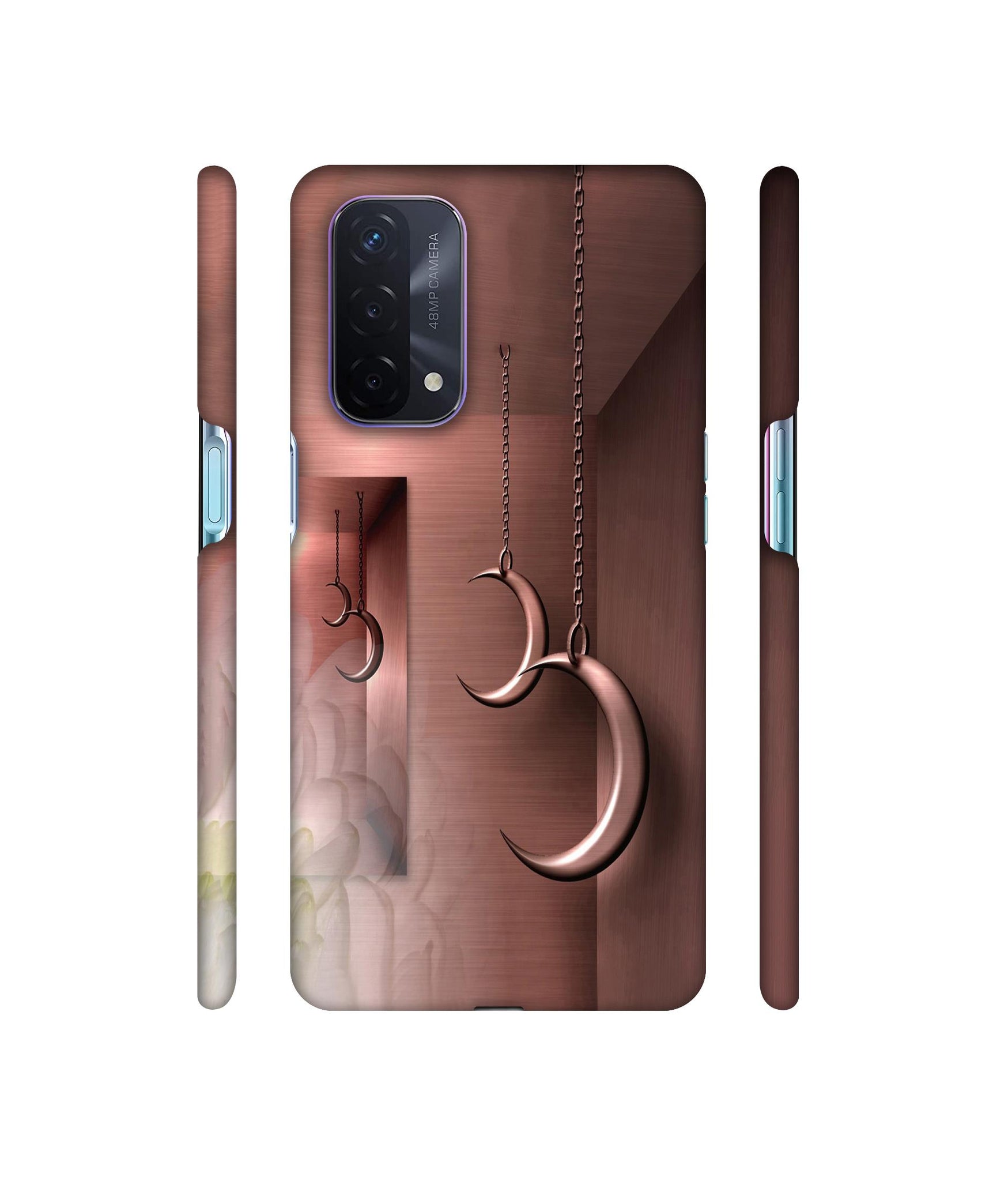 Flower Metal Designer Hard Back Cover for Oppo A74 5G