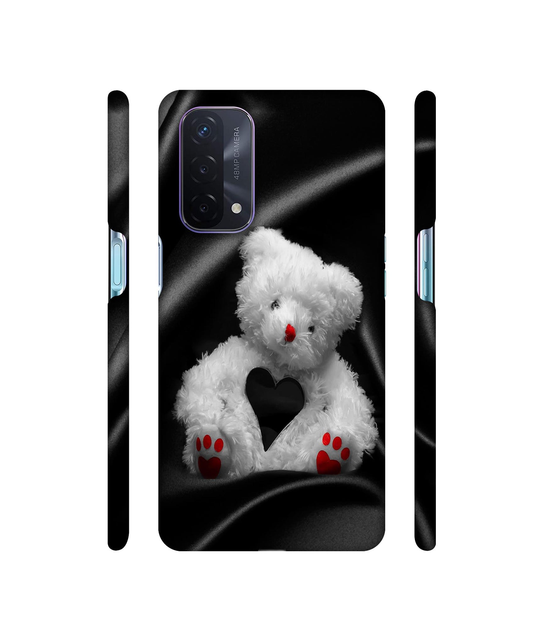 White Teddy Bear Designer Hard Back Cover for Oppo A74 5G