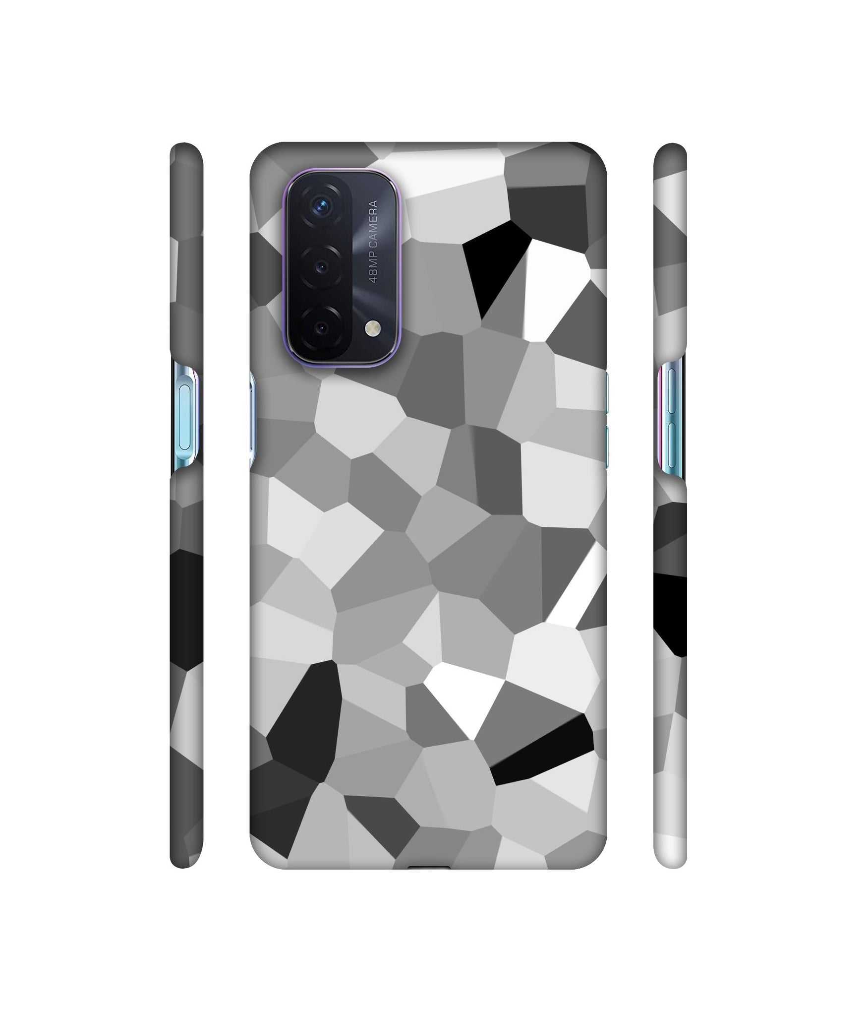 Black & White Mathematical Shape Designer Hard Back Cover for Oppo A74 5G