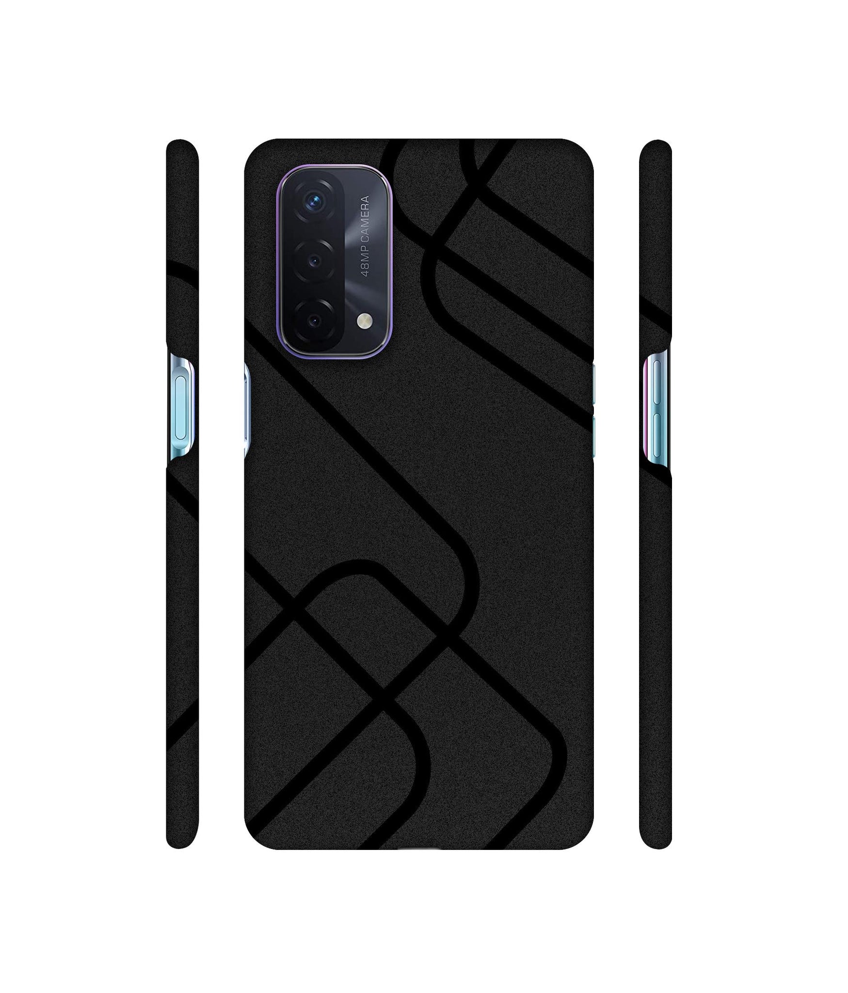 Zig-Zag Black Line Designer Hard Back Cover for Oppo A74 5G
