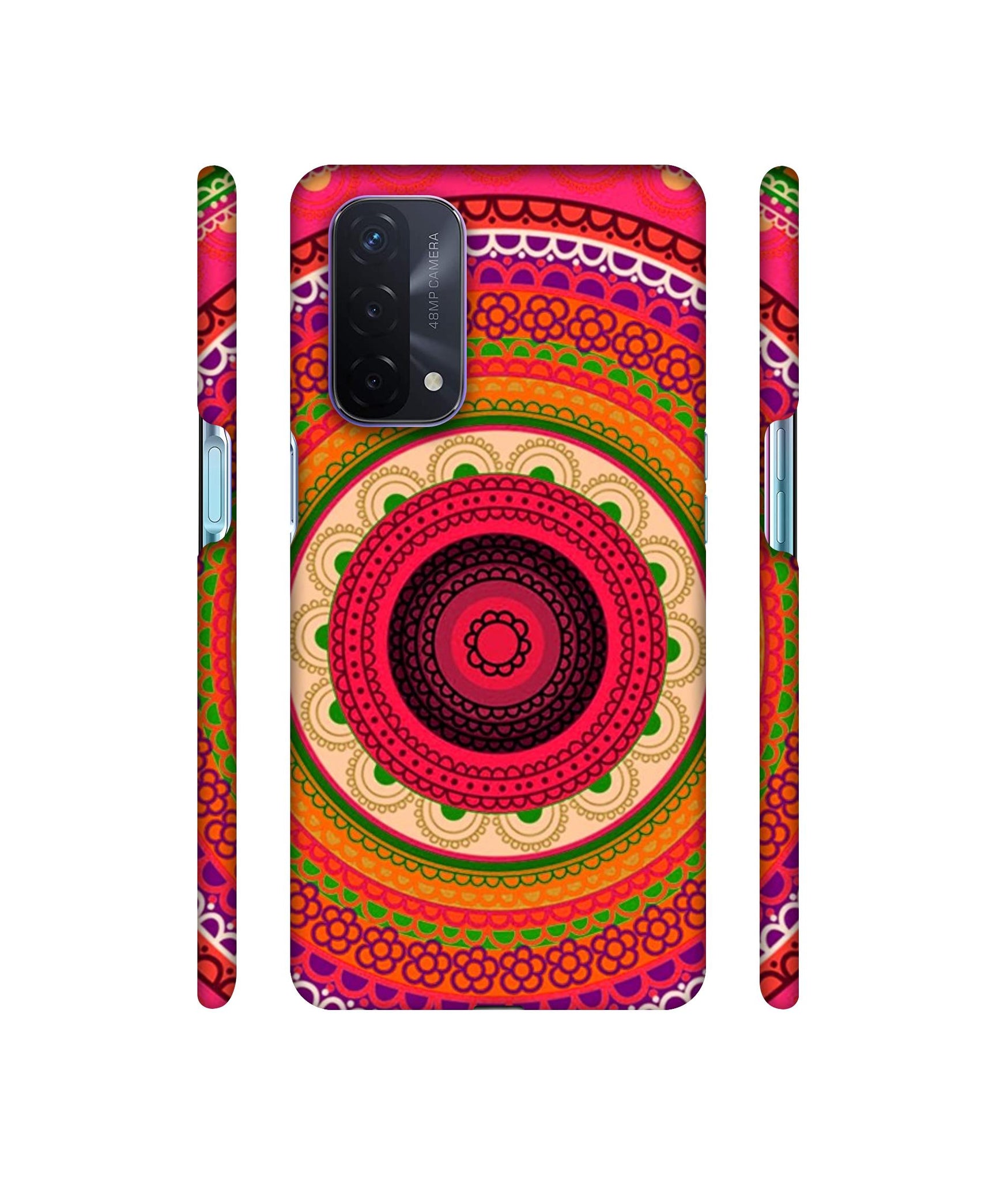 Round Rangoli Designer Hard Back Cover for Oppo A74 5G