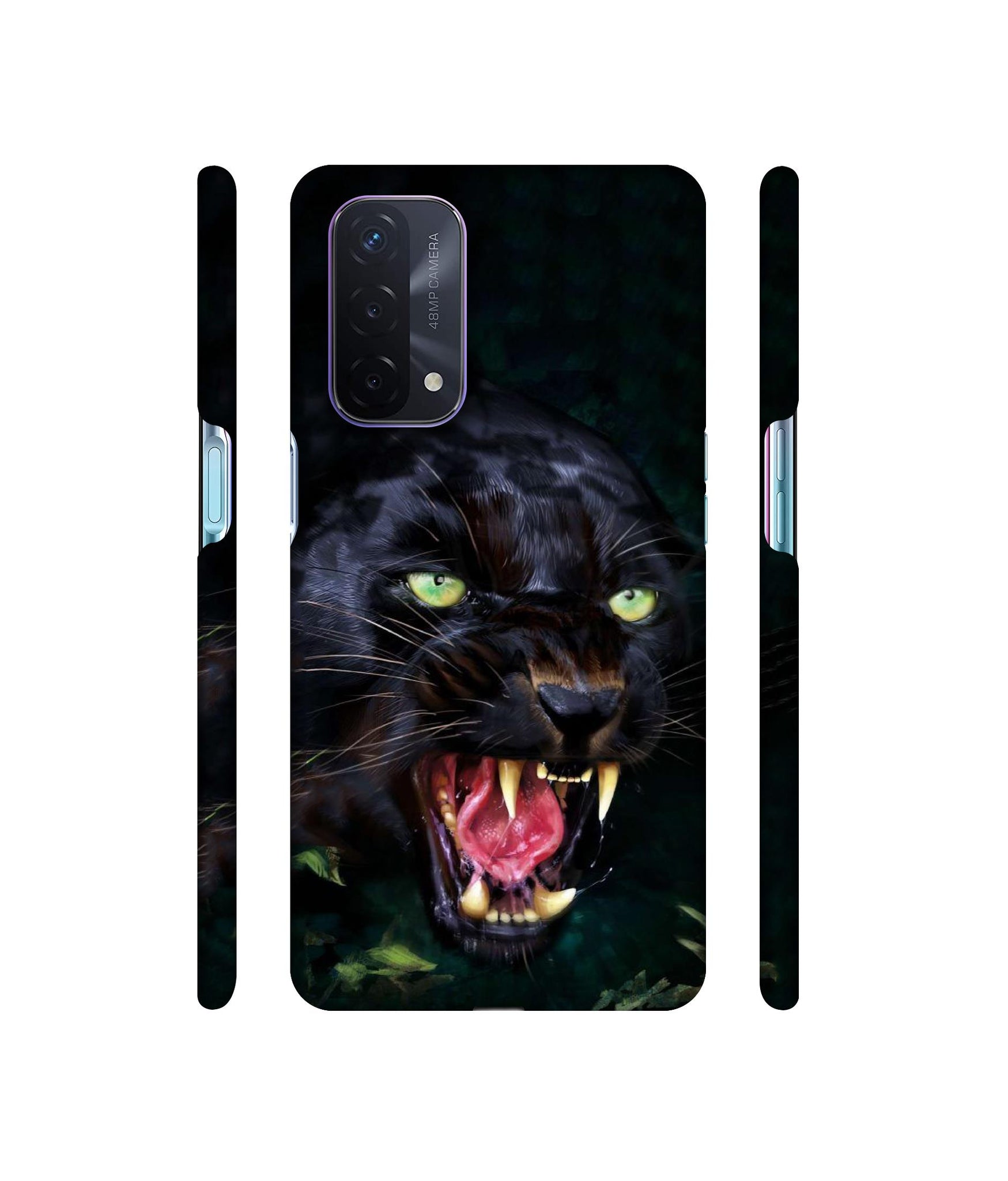 Angry Black Tiger Face Designer Hard Back Cover for Oppo A74 5G