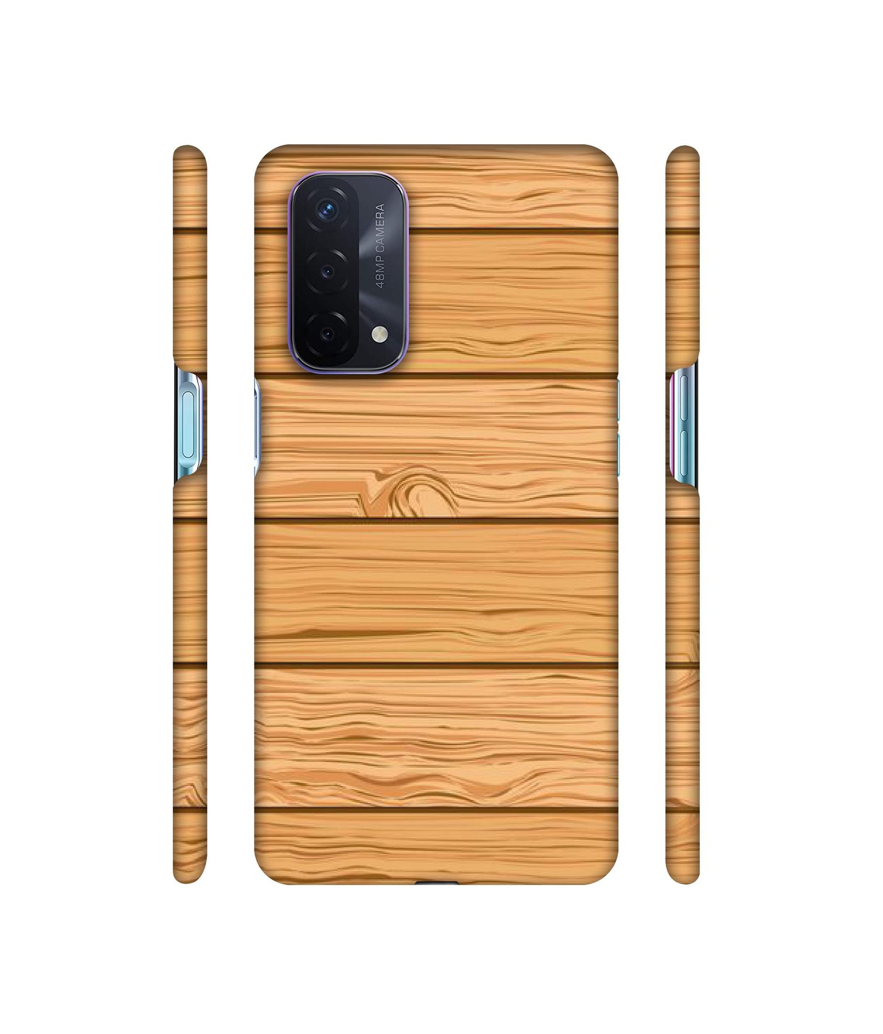 Wooden Texture Pattern Designer Hard Back Cover for Oppo A74 5G