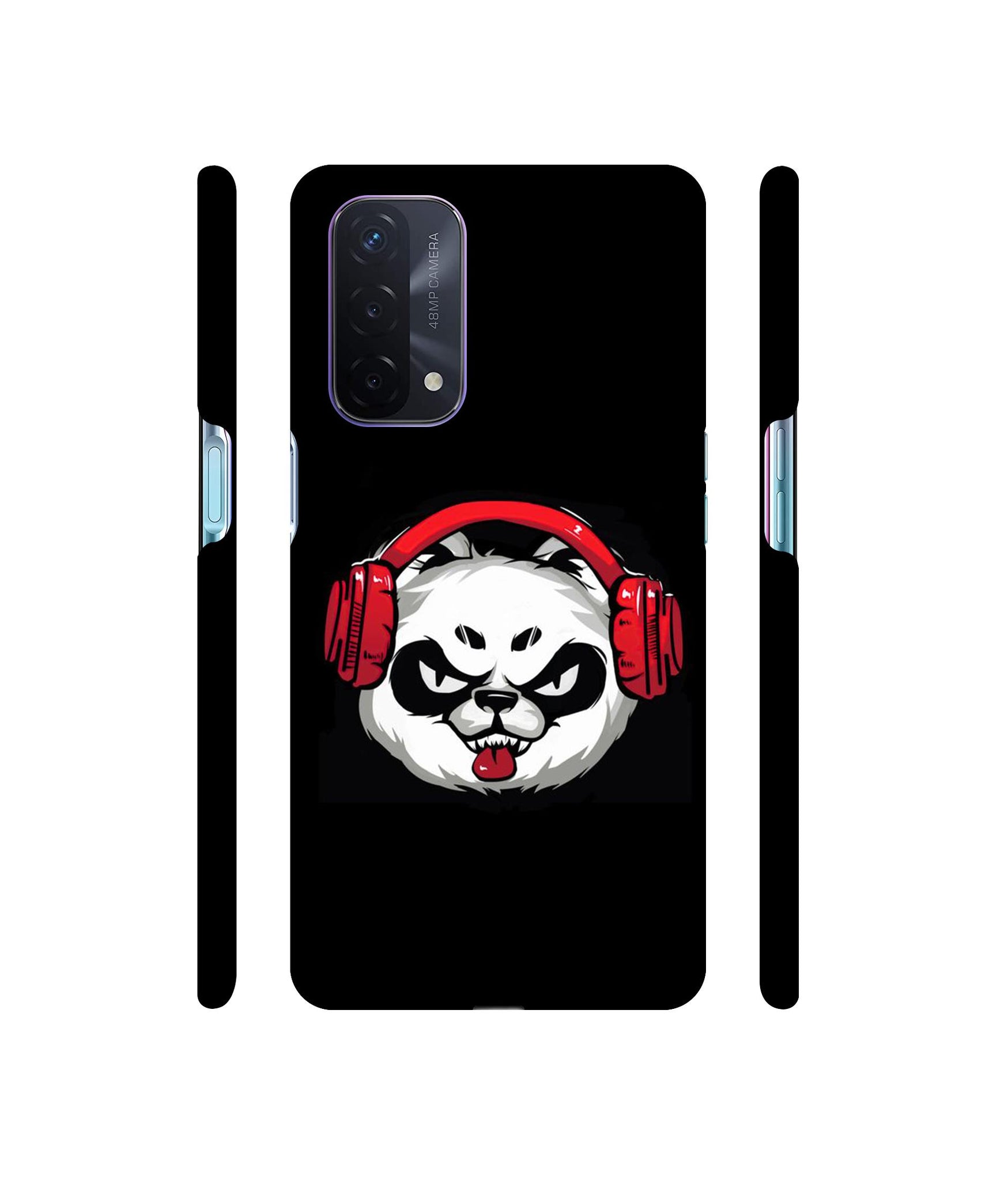 Panda With Headphone Designer Hard Back Cover for Oppo A74 5G