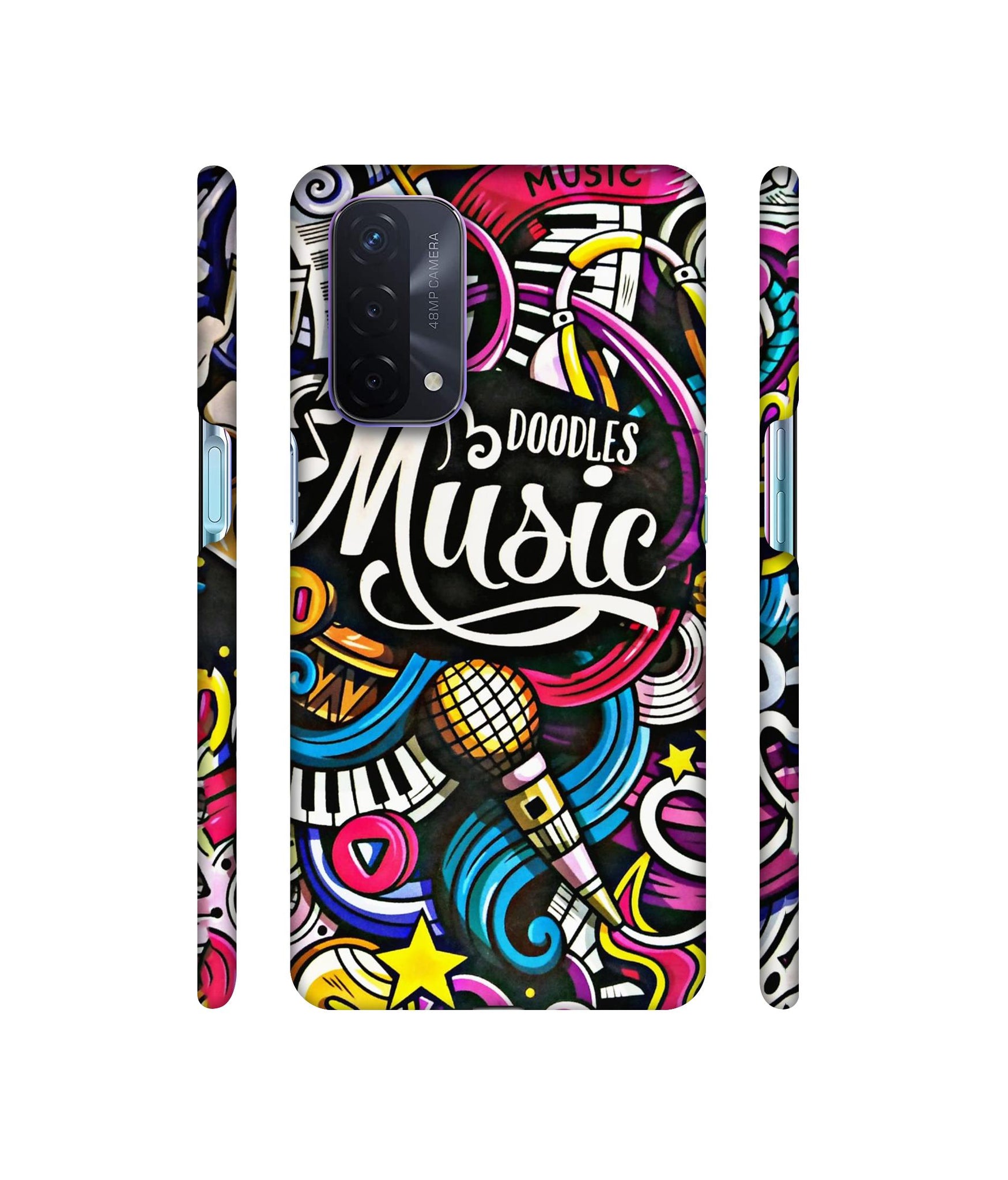 Doodles Music Designer Hard Back Cover for Oppo A74 5G