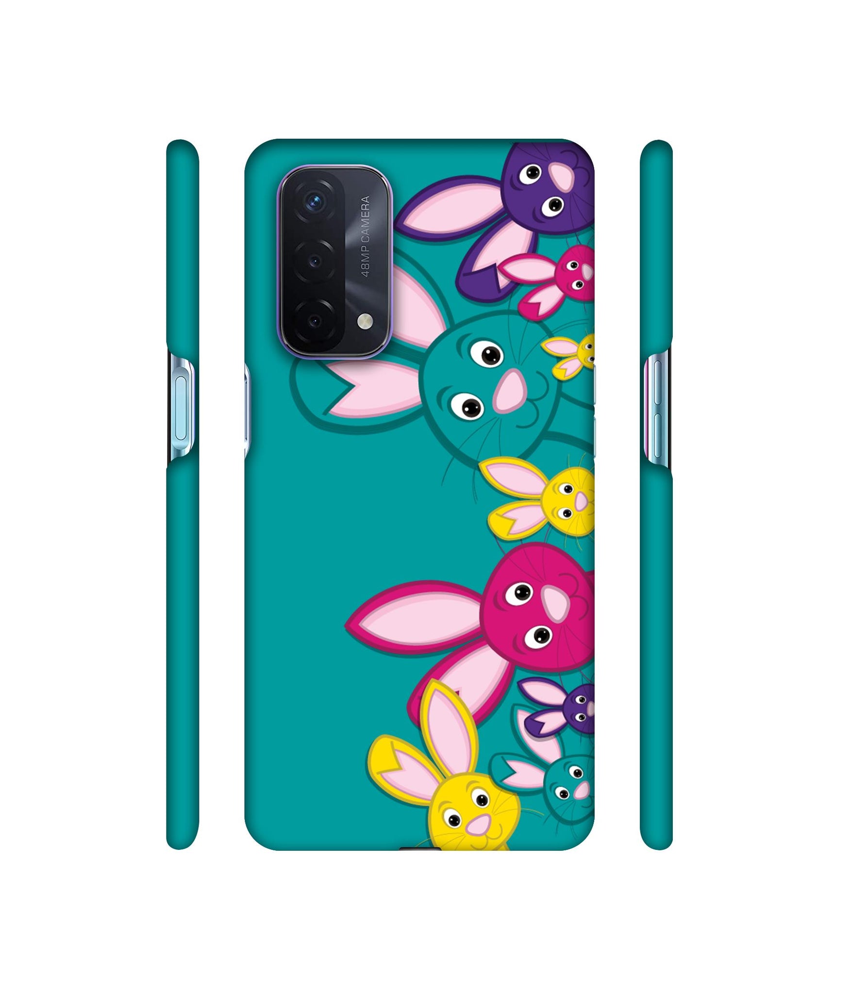Rabbit Family Designer Hard Back Cover for Oppo A74 5G