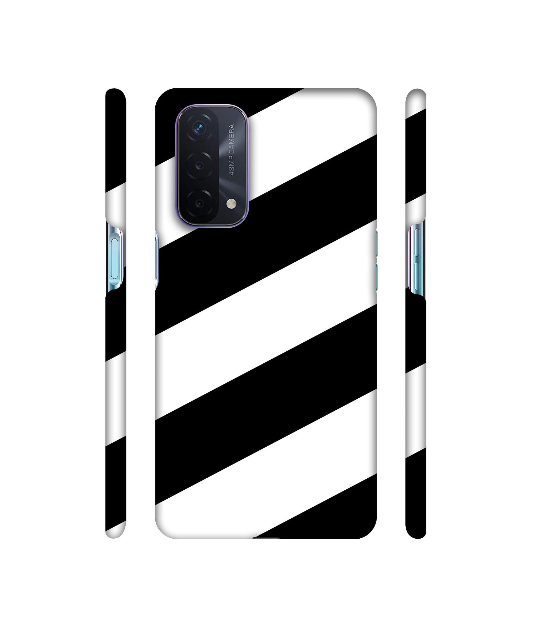 Black & White Line Designer Hard Back Cover for Oppo A74 5G