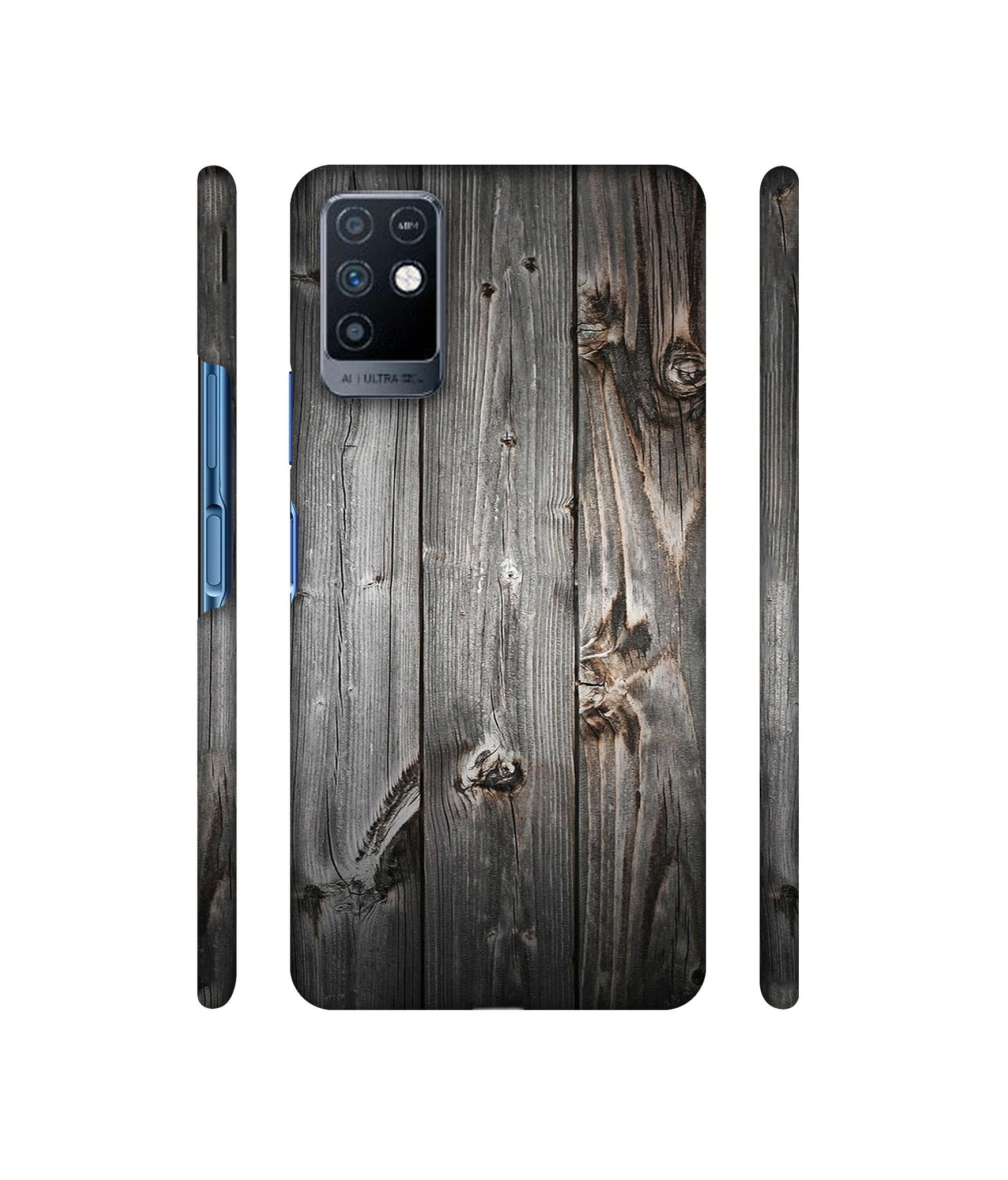 Grey Wooden Texture Designer Hard Back Cover for Infinix Note 10