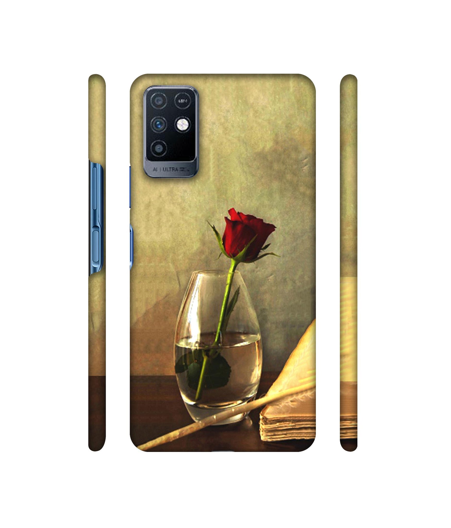 Red Rose in Glass Designer Hard Back Cover for Infinix Note 10