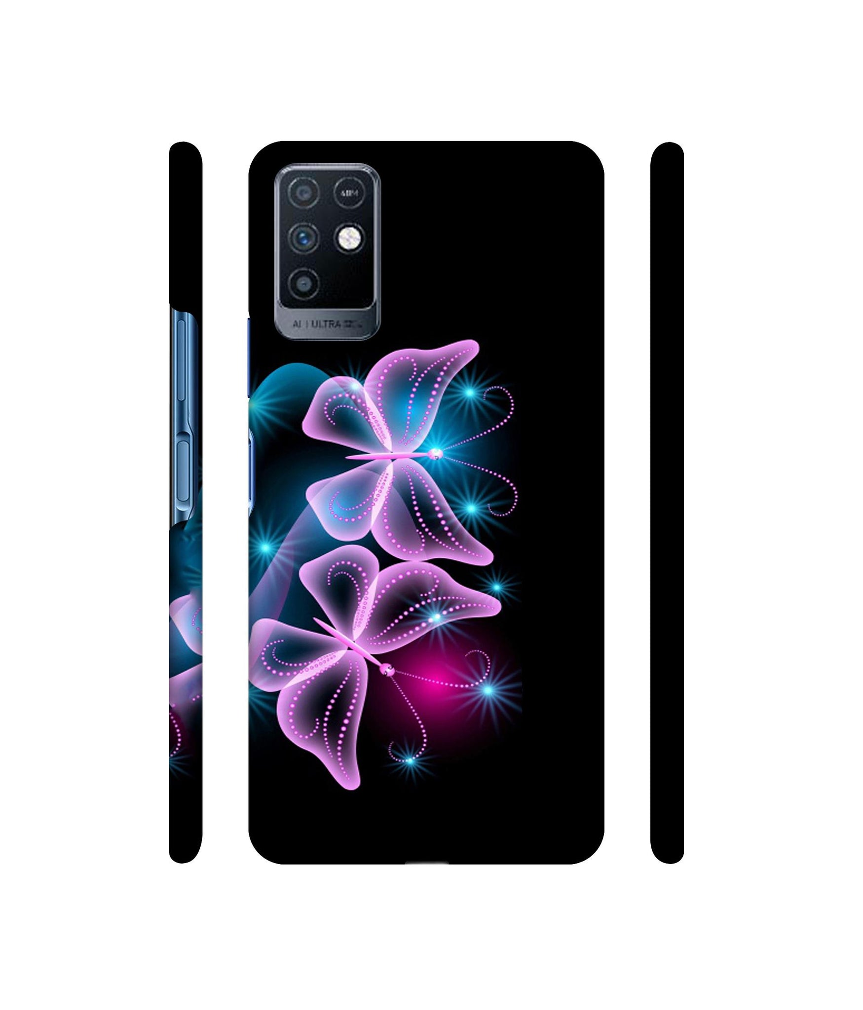 Butterflies Neon Light Designer Hard Back Cover for Infinix Note 10