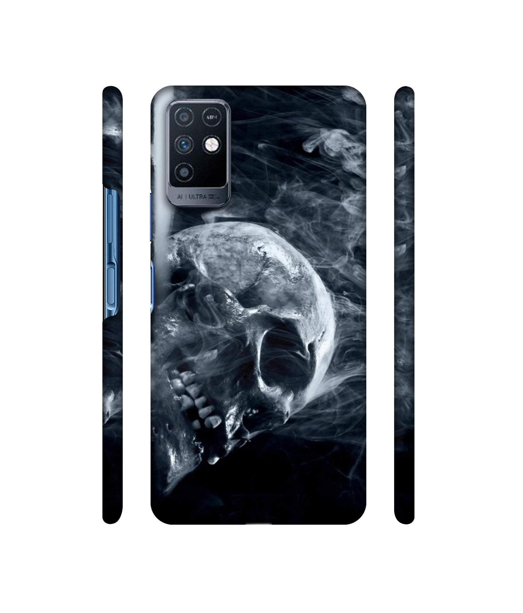 Skull Smoke Blue Scary Death Designer Hard Back Cover for Infinix Note 10