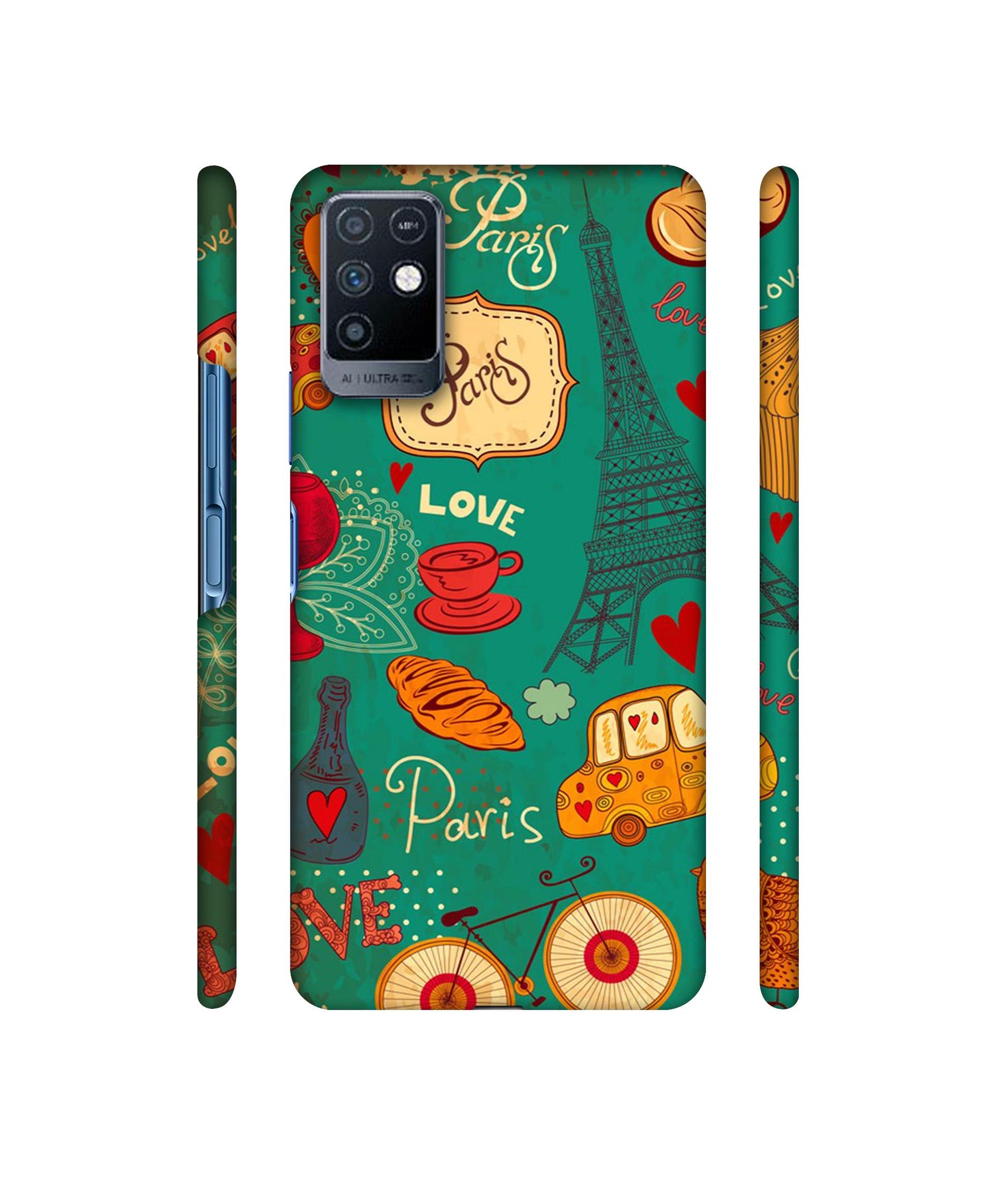 Paris Love Print Designer Hard Back Cover for Infinix Note 10