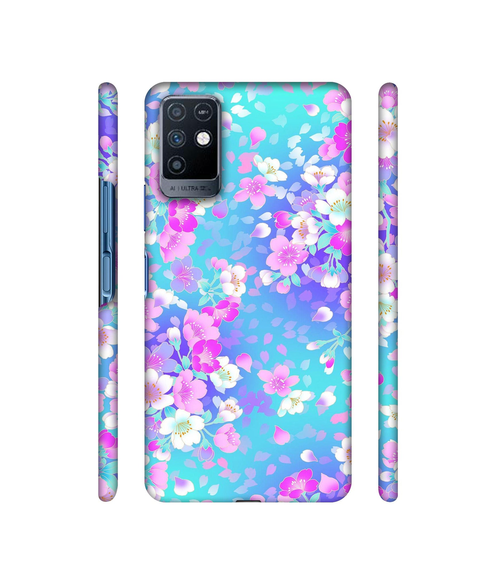 Floral Blue Pattern Designer Hard Back Cover for Infinix Note 10