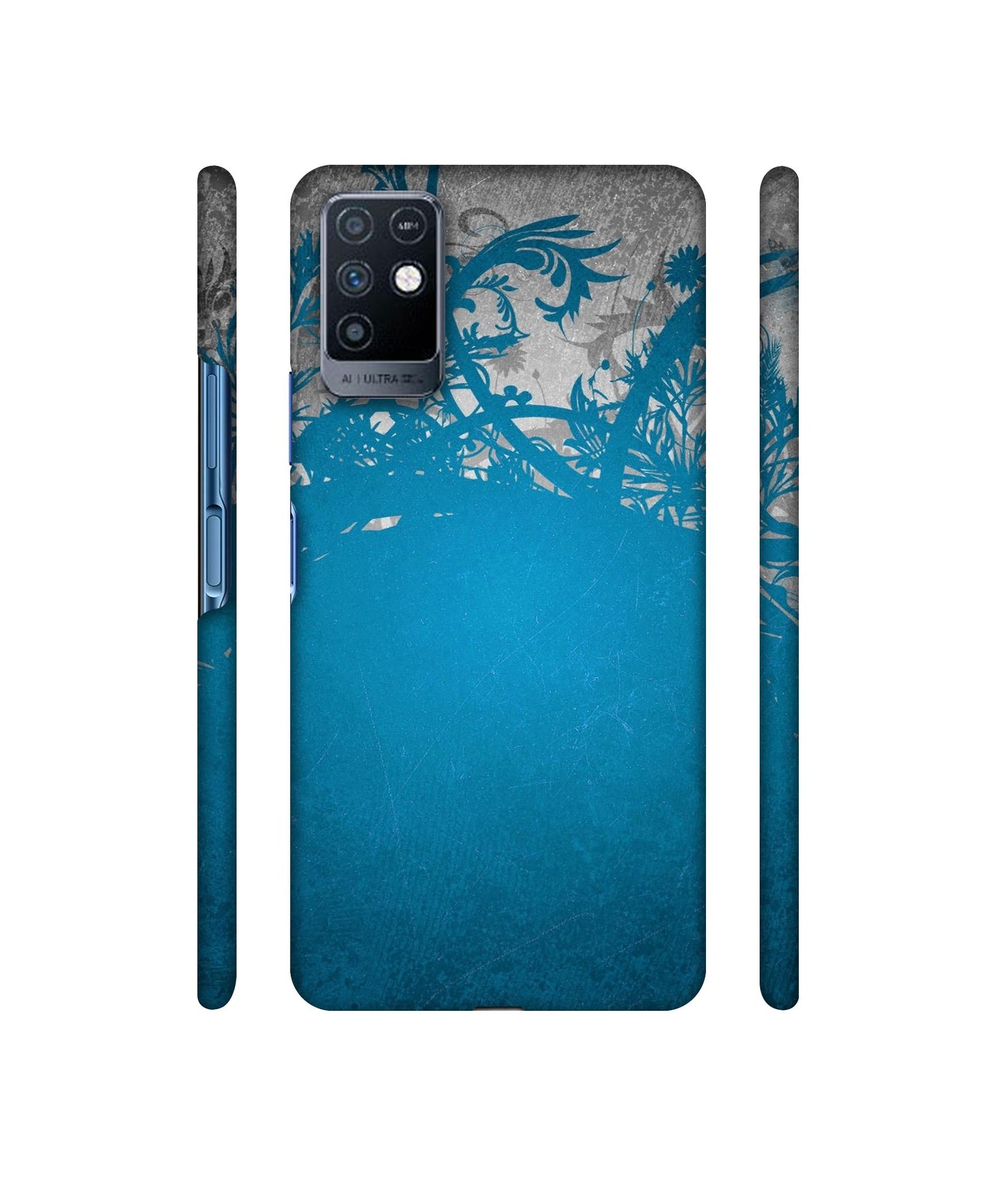 Blue Floral Pattern Designer Hard Back Cover for Infinix Note 10
