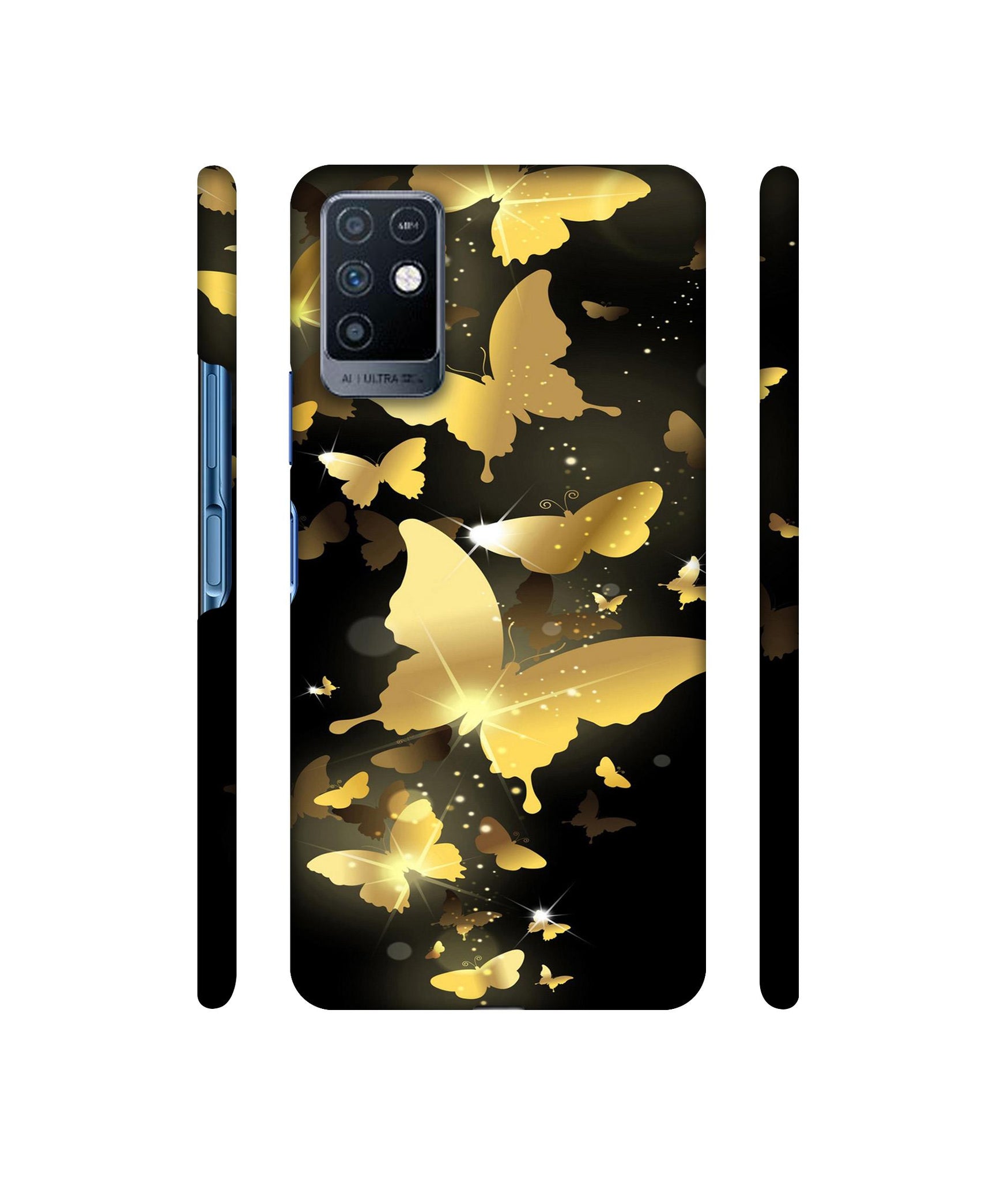 Golden Butterfly Pattern Designer Hard Back Cover for Infinix Note 10