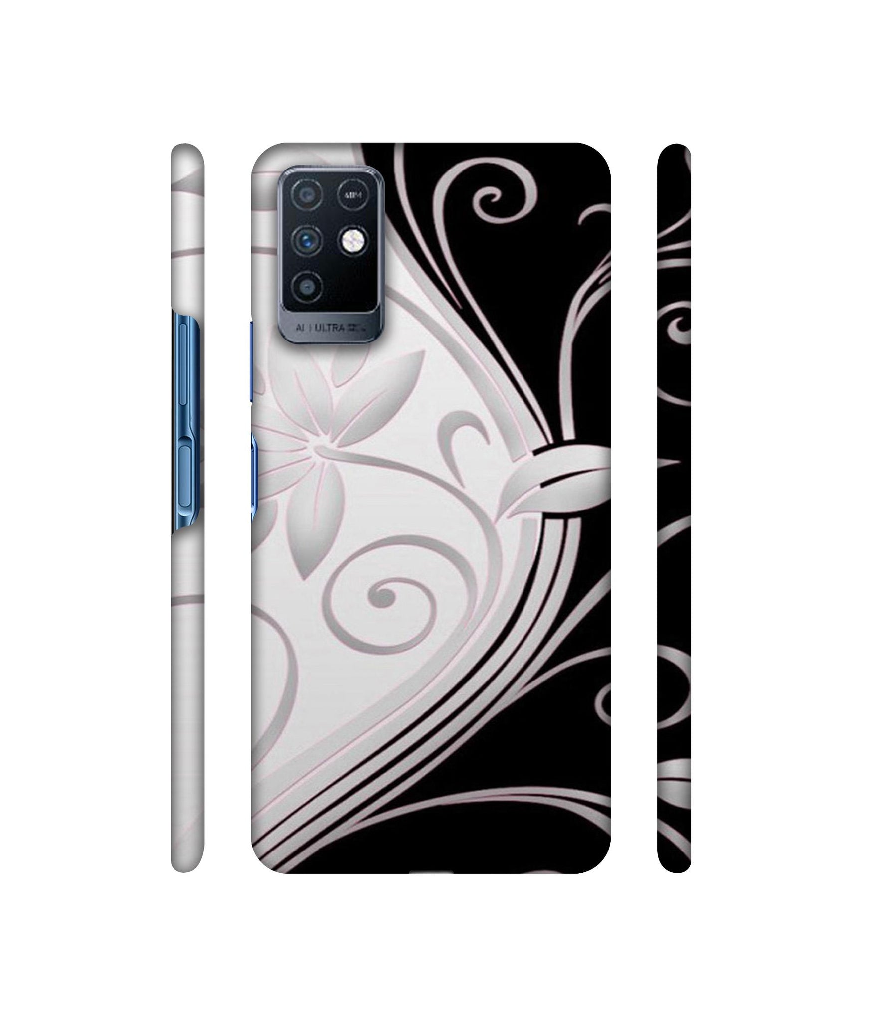 Black And White Flower Designer Hard Back Cover for Infinix Note 10