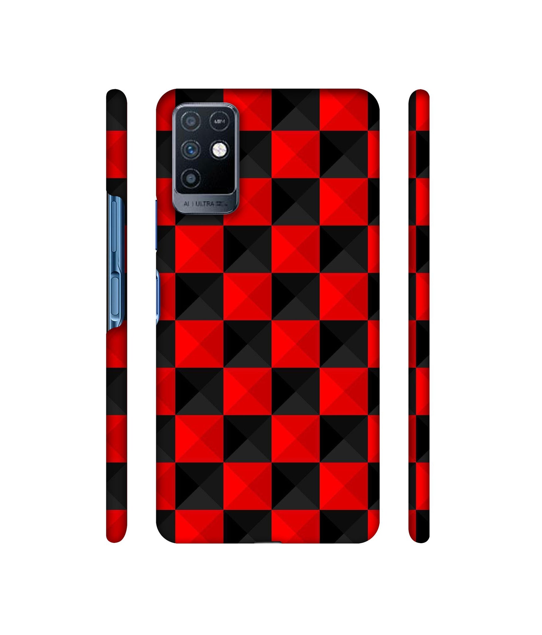 Red N Black Cubes Designer Hard Back Cover for Infinix Note 10