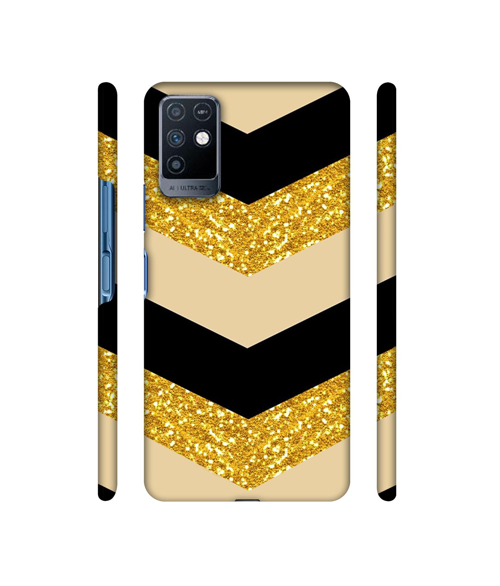 Black & Gold Designer Hard Back Cover for Infinix Note 10