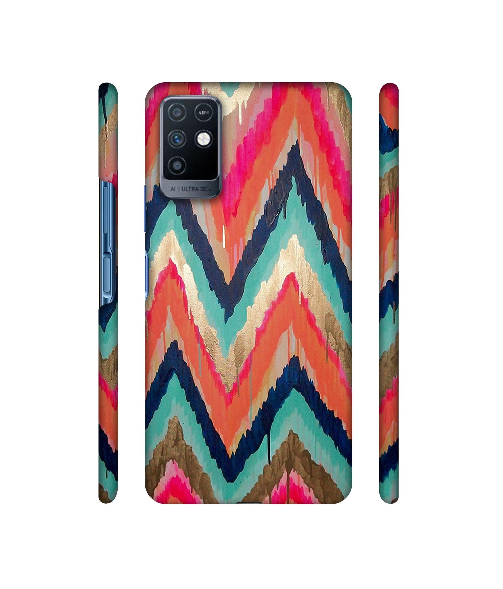 Colorful Zig-Zag Lines Art Designer Hard Back Cover for Infinix Note 10