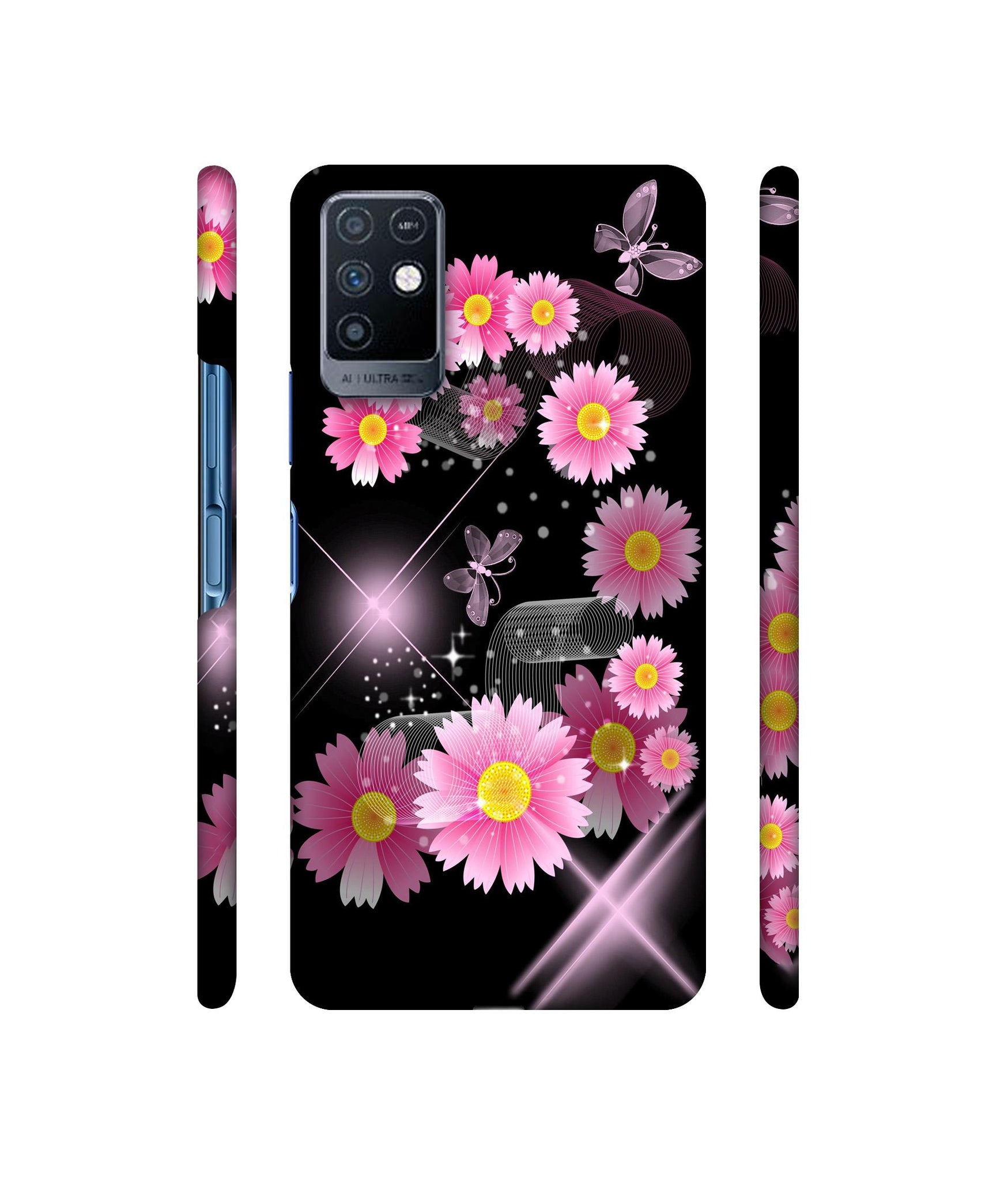 Pink Flower Designer Hard Back Cover for Infinix Note 10