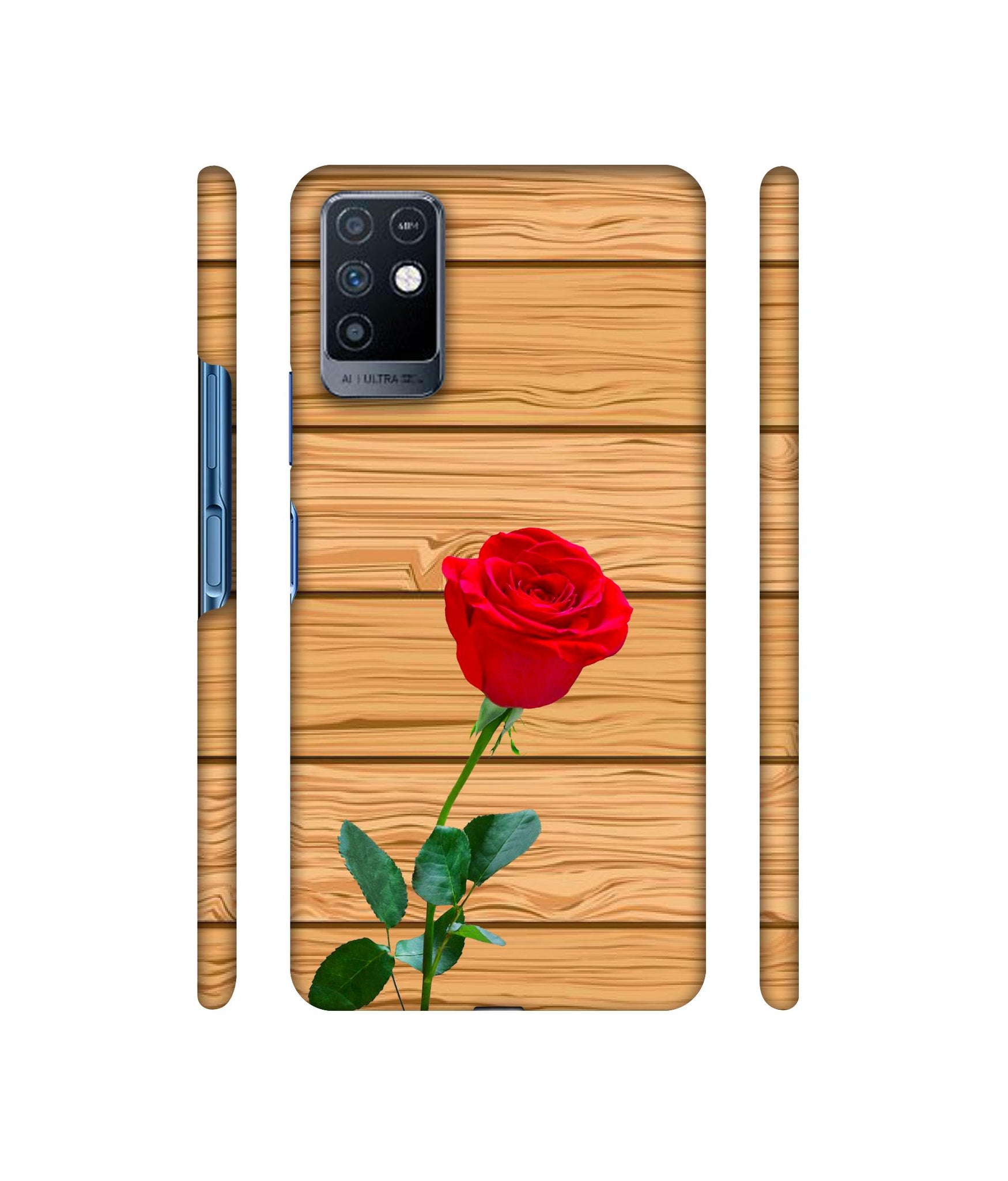 Rose With Wooden Texture Designer Hard Back Cover for Infinix Note 10