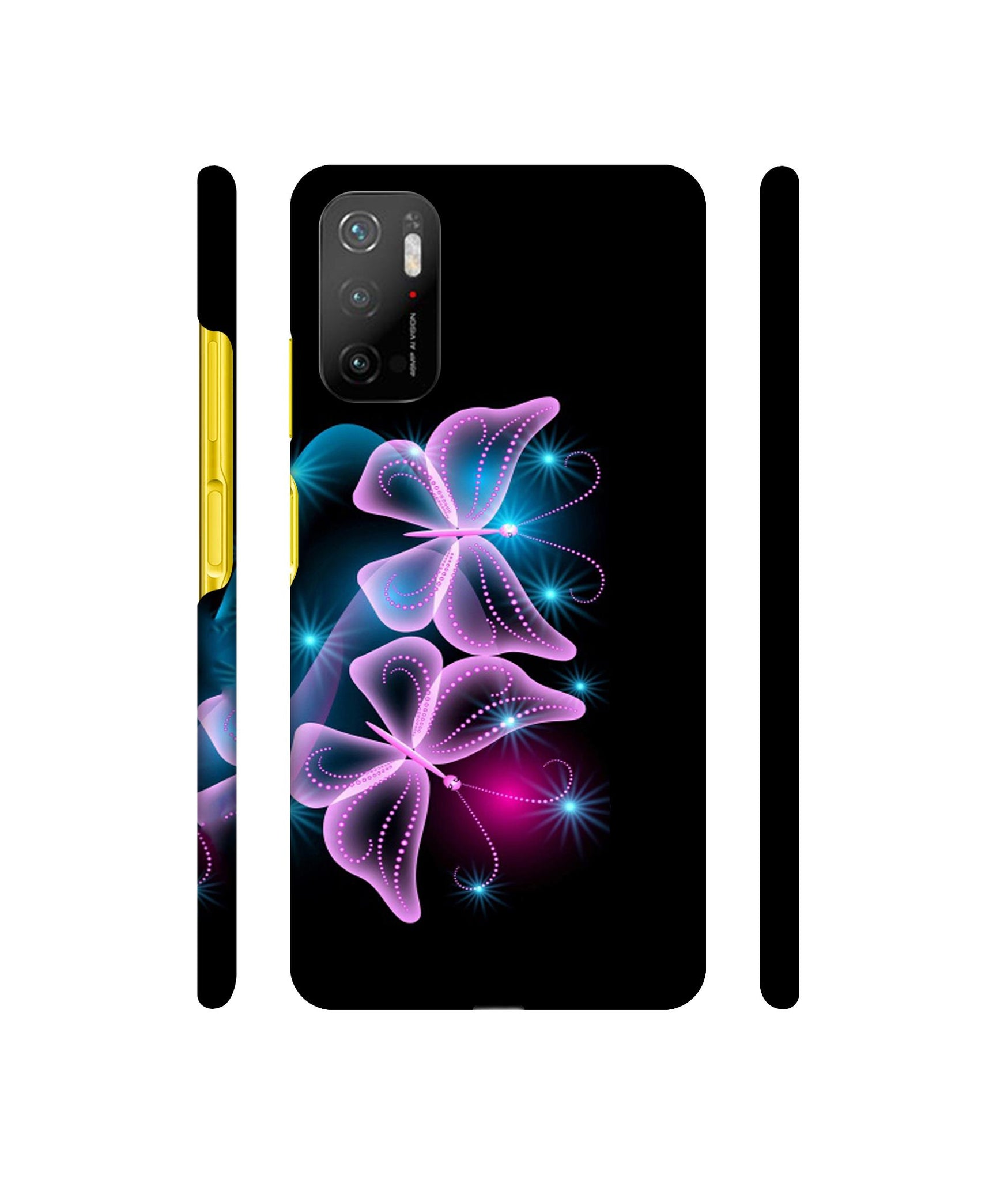 Butterflies Neon Light Designer Hard Back Cover for Mi Poco M3 Pro 4G / Mi Poco M3 Pro 5G / Redmi Note 10T 5G