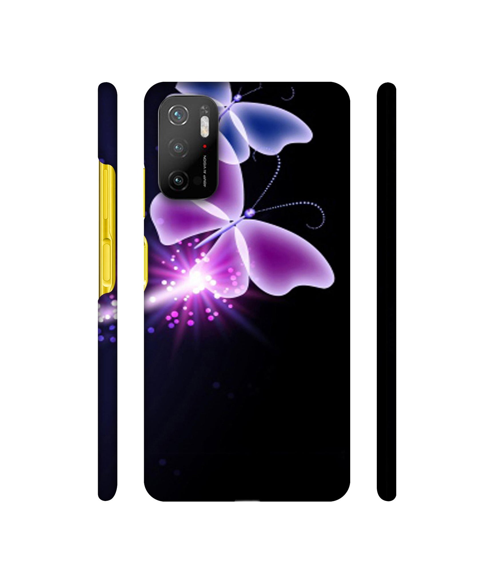 Neon Butterfly Light Abstract Shine Designer Hard Back Cover for Mi Poco M3 Pro 4G / Mi Poco M3 Pro 5G / Redmi Note 10T 5G